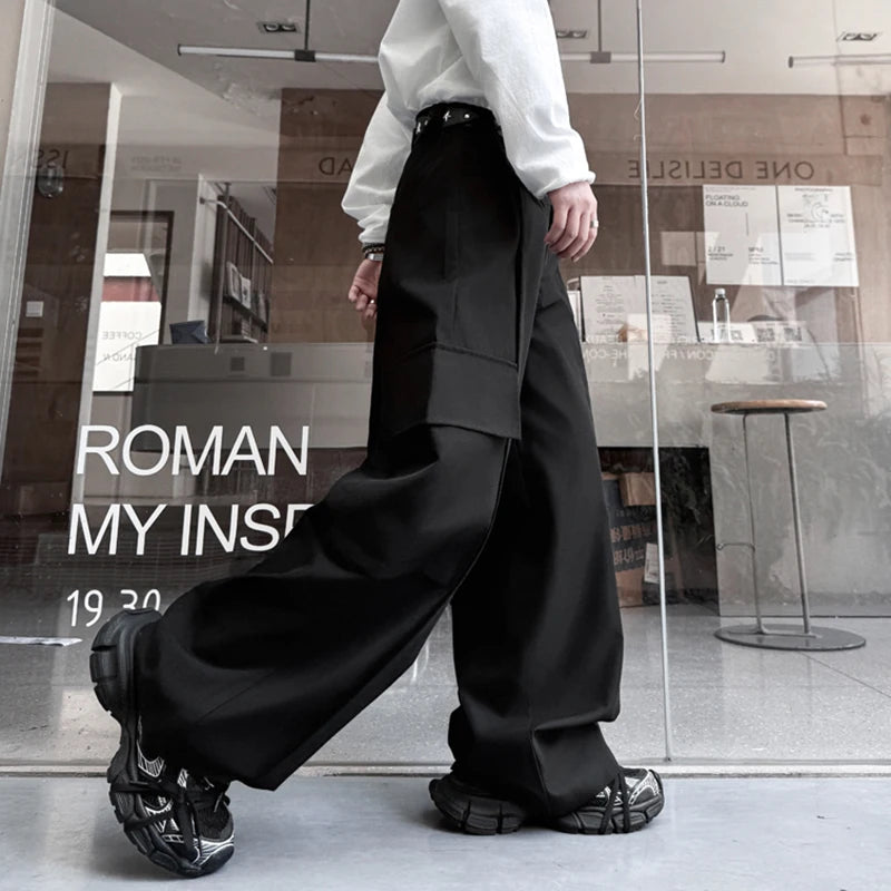 **Men's Cargo Pants for Men - Loose Fit Straight Leg Wide Trousers with Multiple Pockets | Trendy Solid Color Casual Pants | Summer Outdoor Work Travel Hiking**