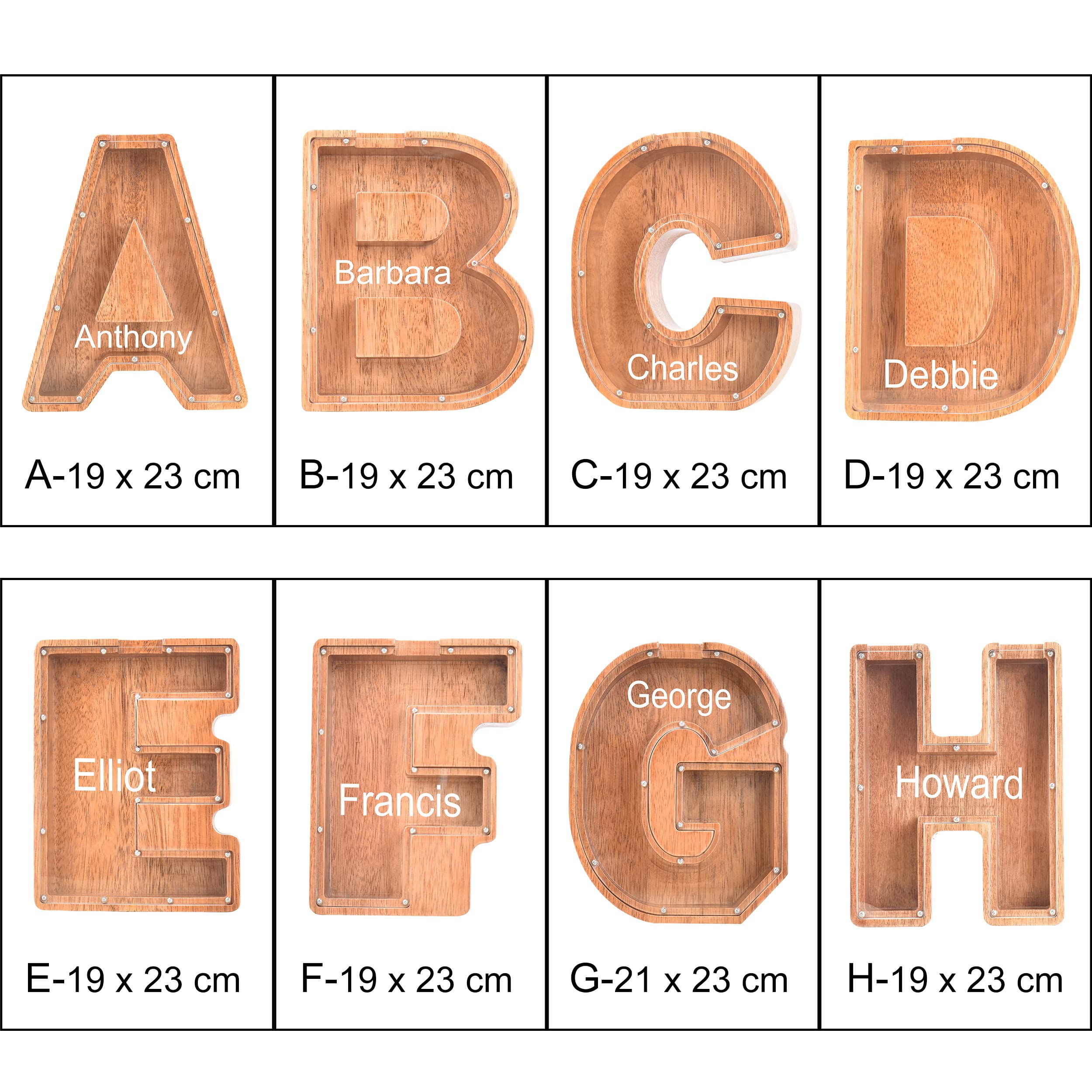 Personalized Wooden Piggy Bank with Letters - Custom Alphabet Coin Bank for Kids & Girls - Large Money Saving Box for Coins & Cash - Perfect for Birthday Gifts, Savings Education & Room Decor