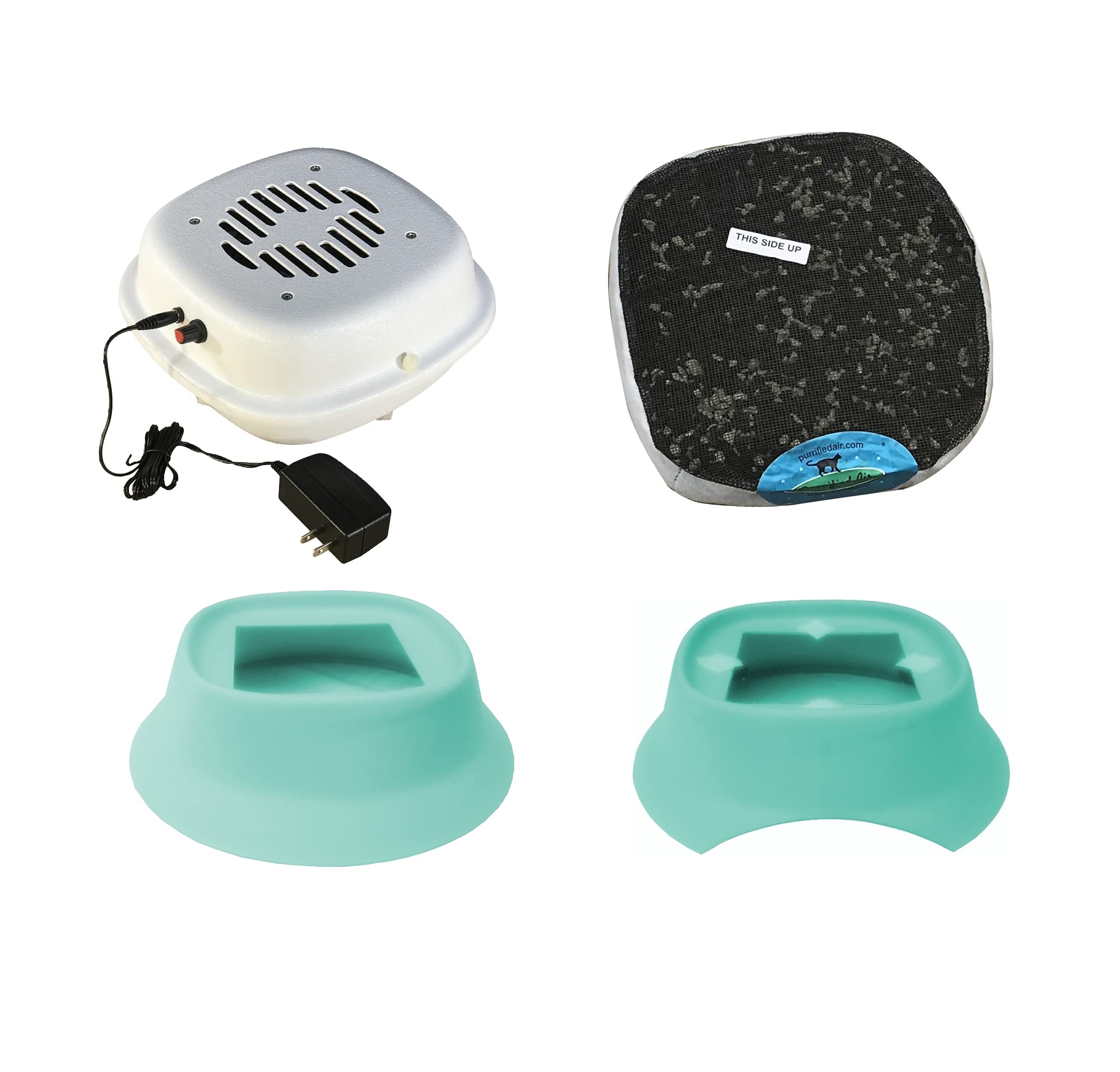Booda Dome Litter Box Air Filter Bundle for Pet Owners - Air Purifier with Extra Filter Media Cartridge & Dome Adapter - Quick Odor Elimination - Includes AC Adapter - Perfect for Multi-Cat Homes & Small Spaces