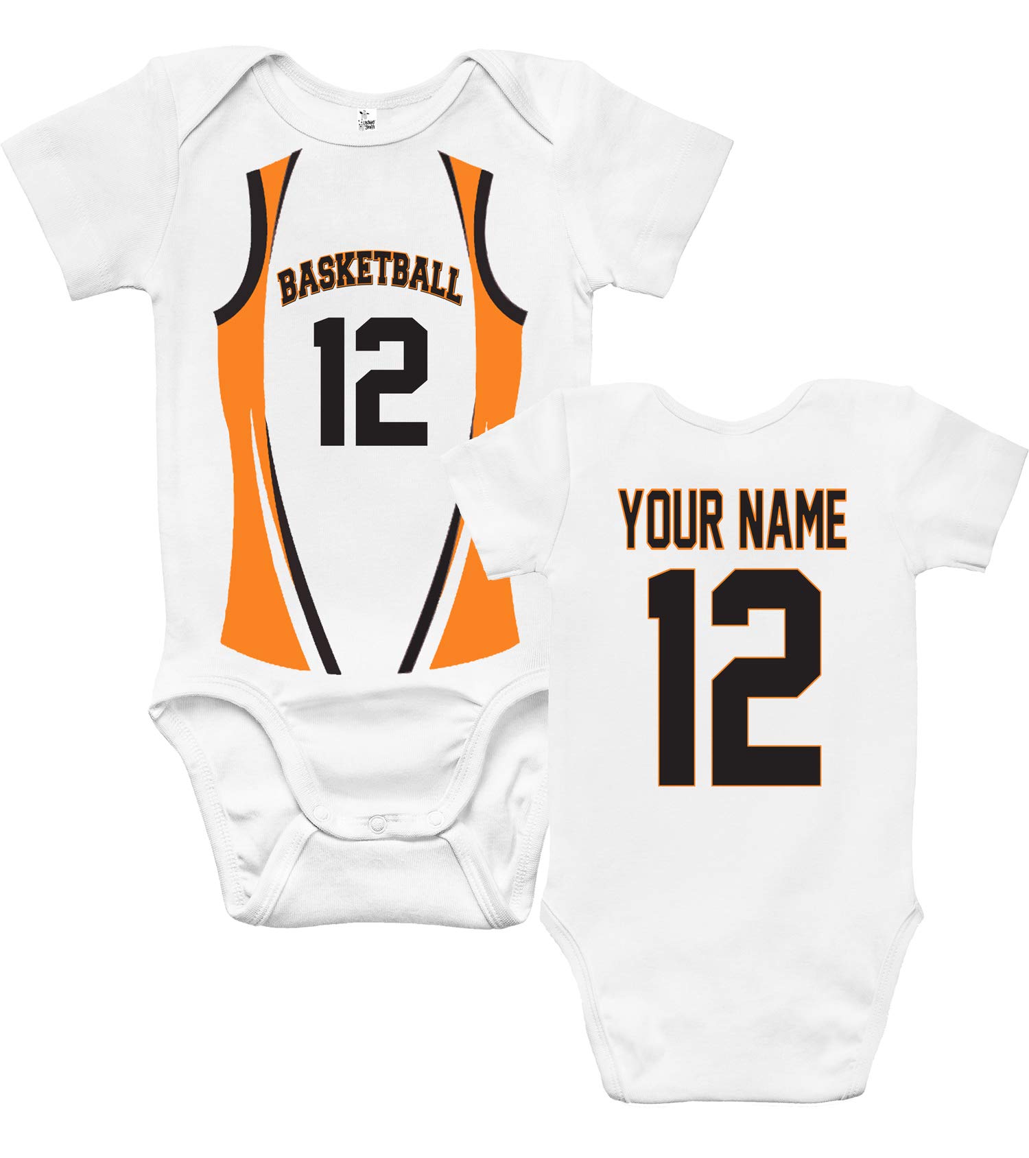 Custom Personalized Baby Bodysuit - Basketball Jersey Design for Boys & Girls | Perfect for Game Day, Sports Parties & Photo Shoots
