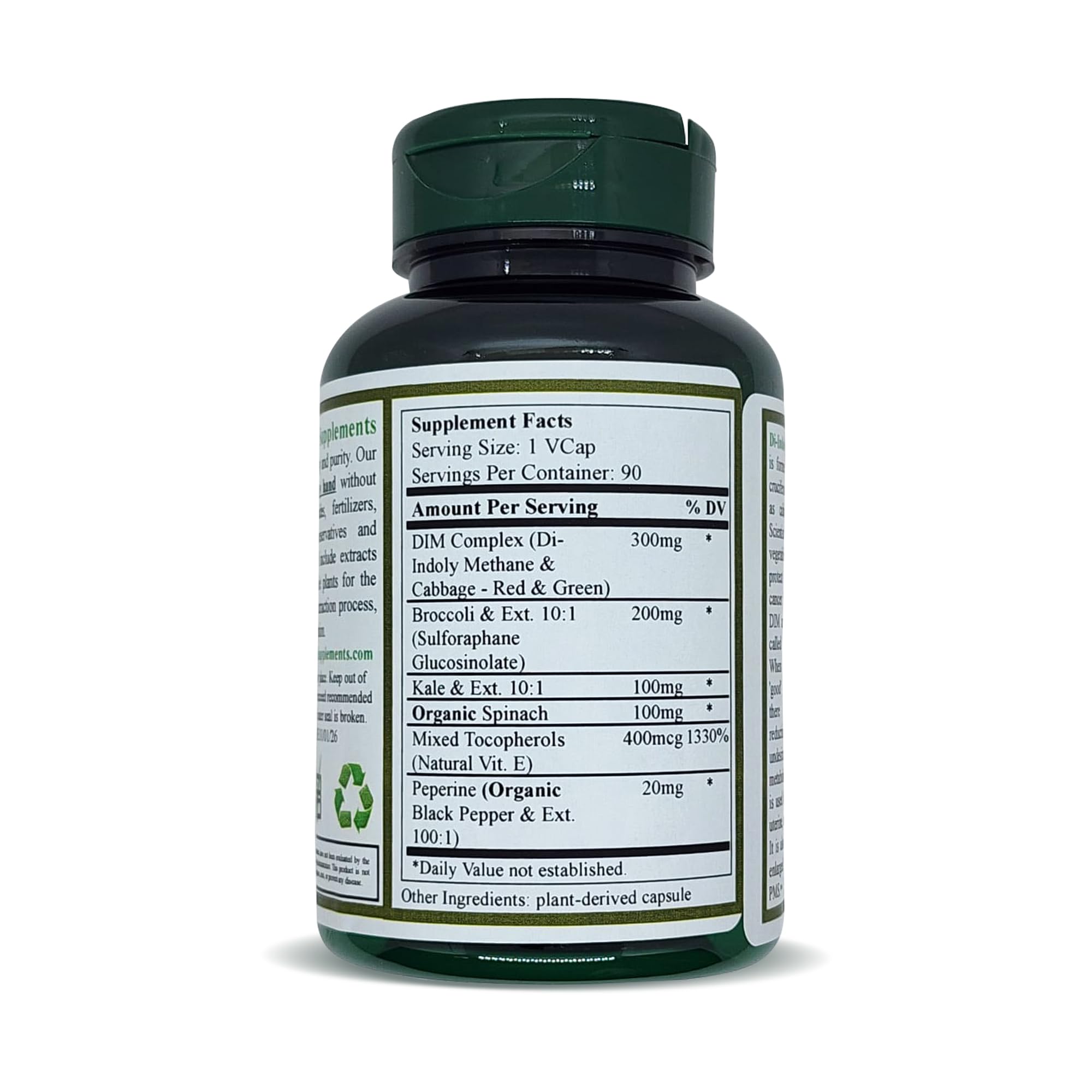 DIM Supplement - Diindolylmethane & Indole-3-Carbinol (I3C) from Broccoli Extract - 90 Vegan Capsules - High Absorption, Non-GMO, Gluten-Free - Supports Hormone Balance & Detoxification - Perfect for Women's Health & Immune Support