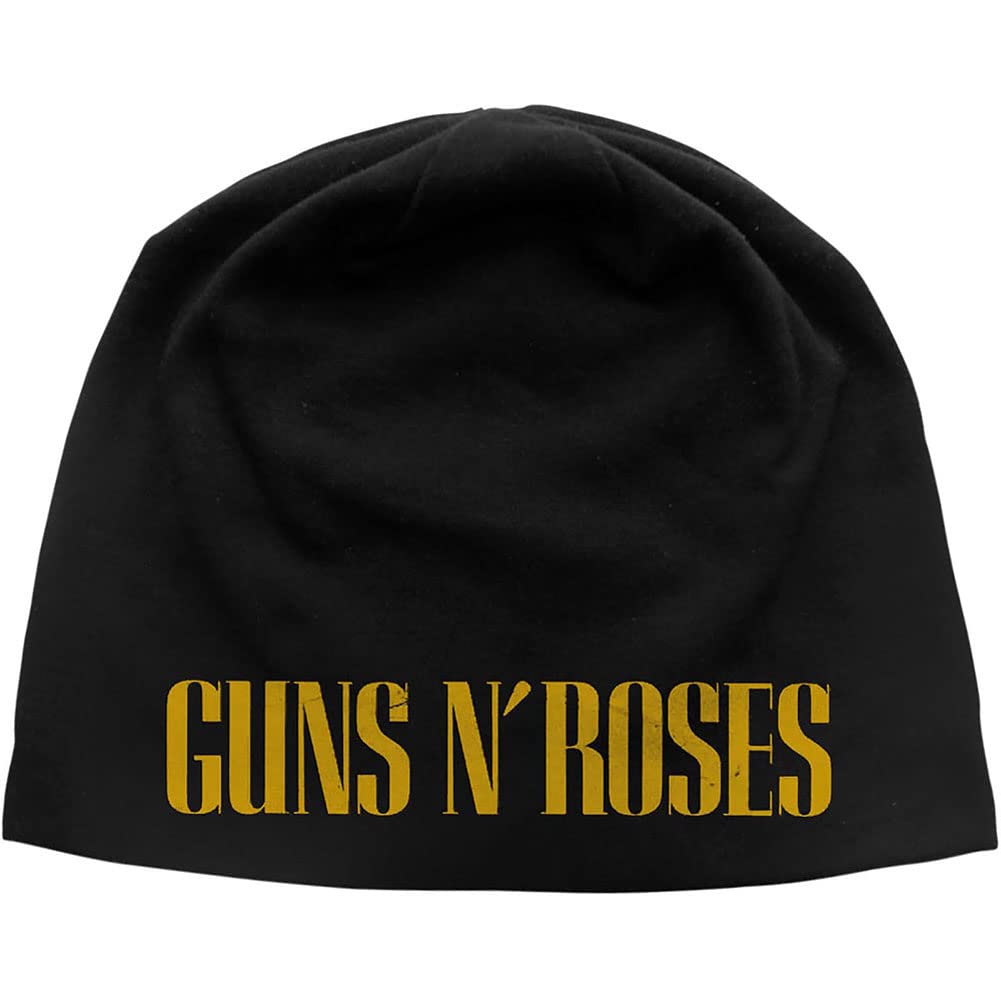 Men's Guns N Roses Logo Beanie - Black Skull Knit Winter Hat for Men - Perfect for Concerts, Outdoor Activities & Cold Weather