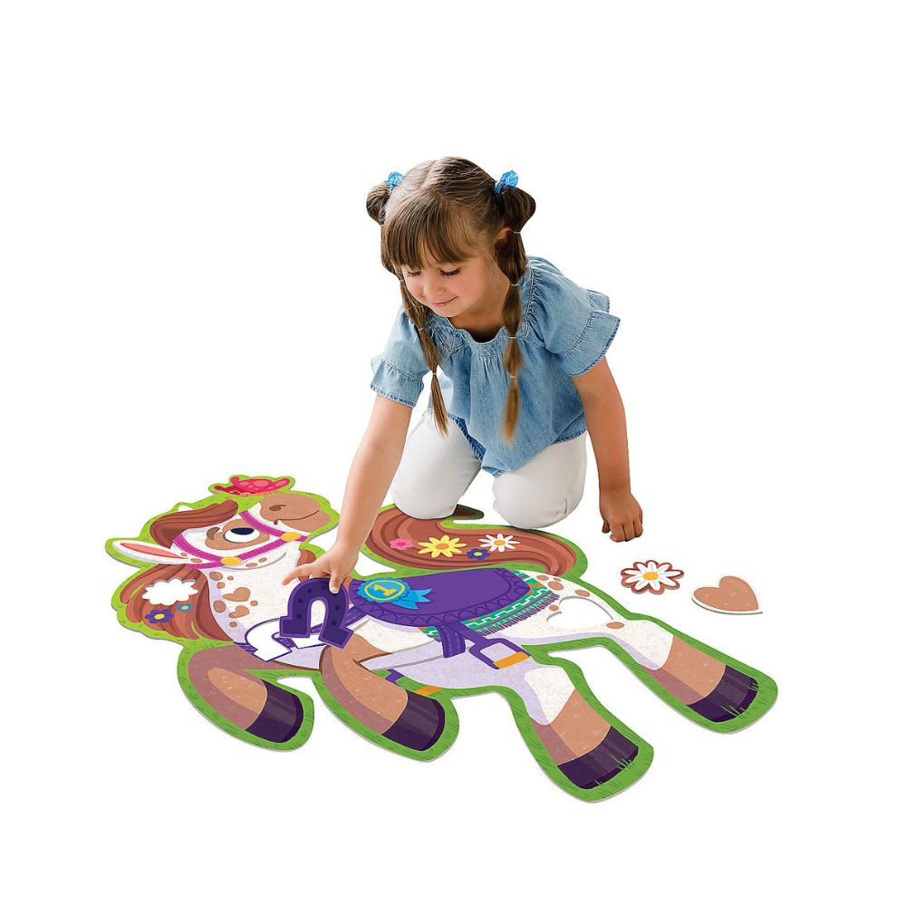 Peaceable Kingdom Shimmery Pony Floor Puzzle - 24-Piece Glittering Horse Puzzle for Kids Ages 3-6 | Perfect for Playrooms, Preschool Learning & Birthday Gifts