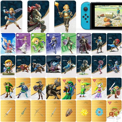 35 Pcs NFC Mini Cards for Zelda Tears of the Kingdom & Breath of the Wild - Compatible with Amiibo, Switch & More - Premium Iron Box Included - Perfect for Gaming Collectors & DIY Projects