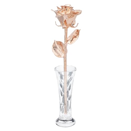Rose Gold Dipped Rose (With Clear Glass Bud Vase)