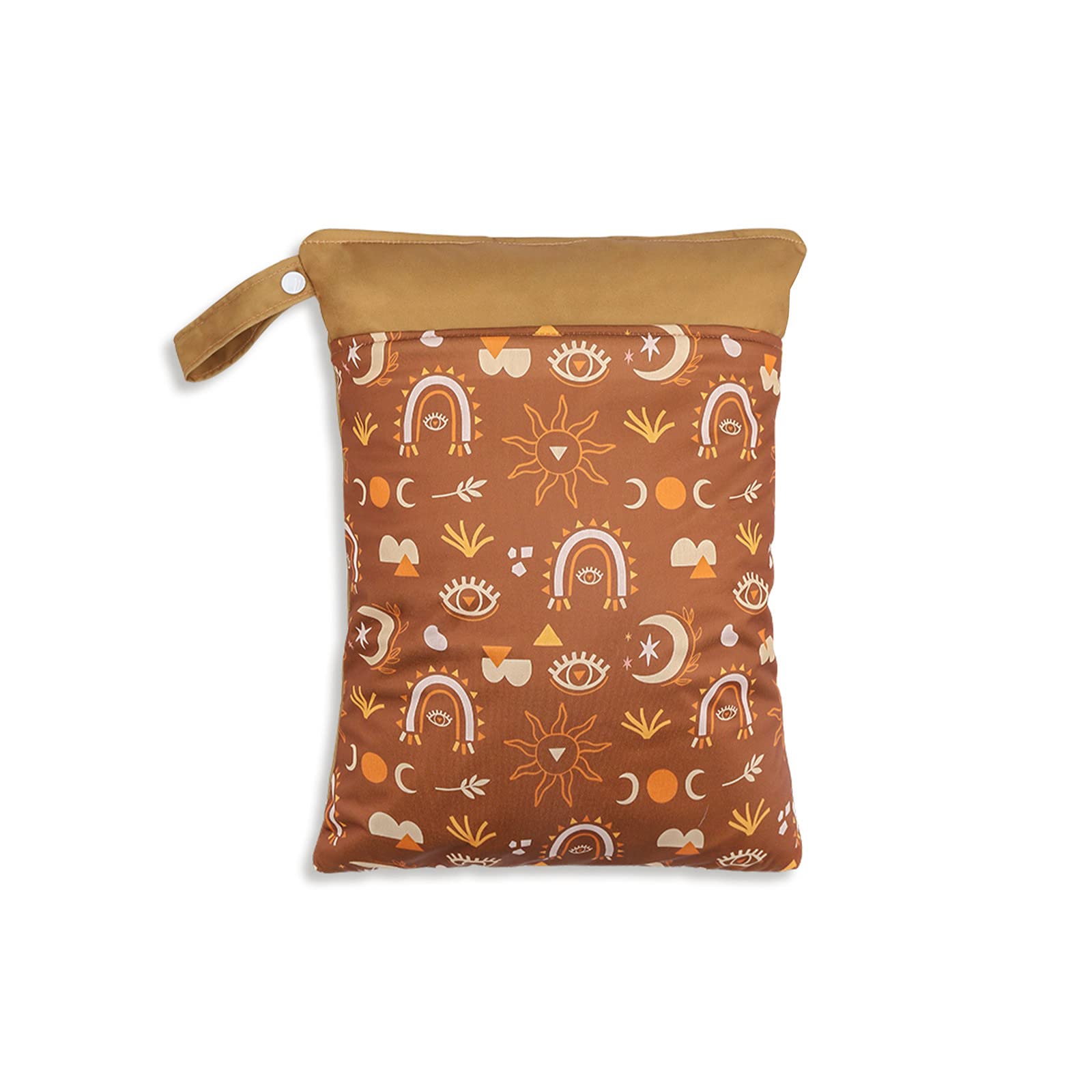 Waterproof Reusable Wet Dry Bag with 2 Zippered Pockets & Handle - Ideal for Baby Cloth Diapers, Breast Pump Parts, Beach, Pool, Gym, Yoga & Daycare Organizer - Perfect for Stroller, Travel & Toiletries Storage