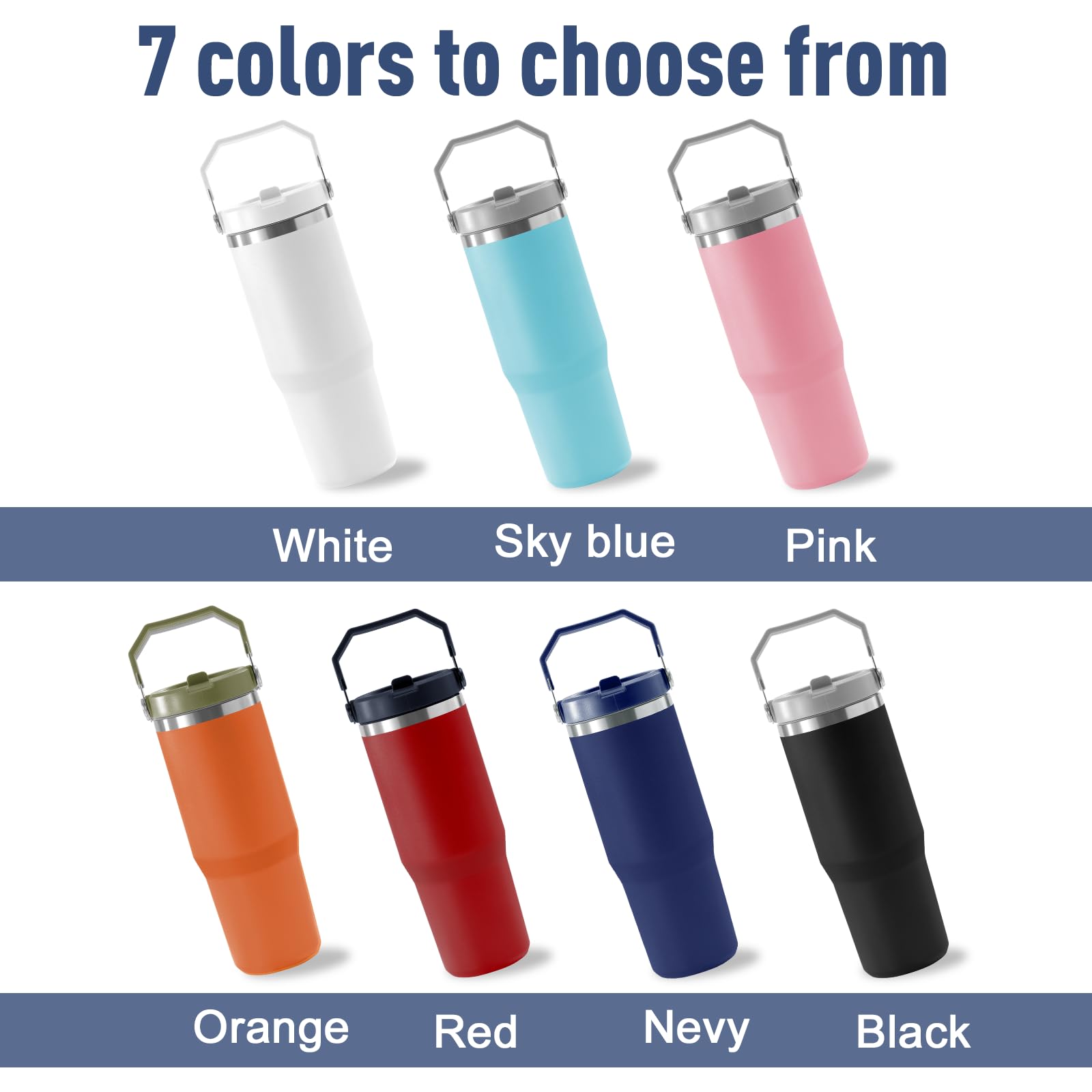 **Personalized 30 oz Stainless Steel Tumbler with Handle & Flip Straw - Custom Name & Photo Insulated Water Bottle - Leakproof for Home, Office, Gym, Travel - Great Gift for Men & Women**
