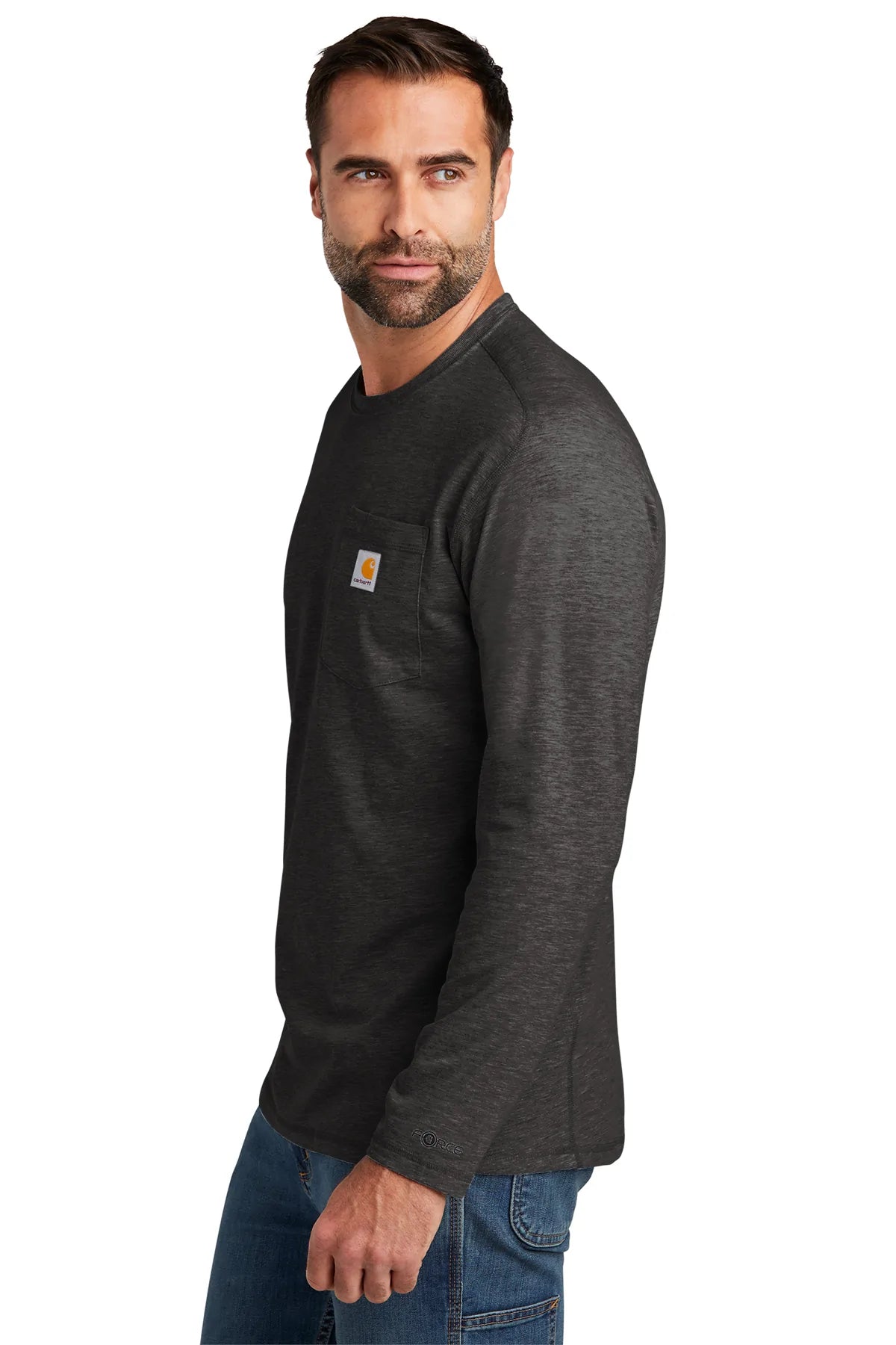 Carhartt Men's Long Sleeve Pocket T-Shirt - Carbon Heather - Workwear & Casual Wear for Outdoor Activities & Everyday Comfort