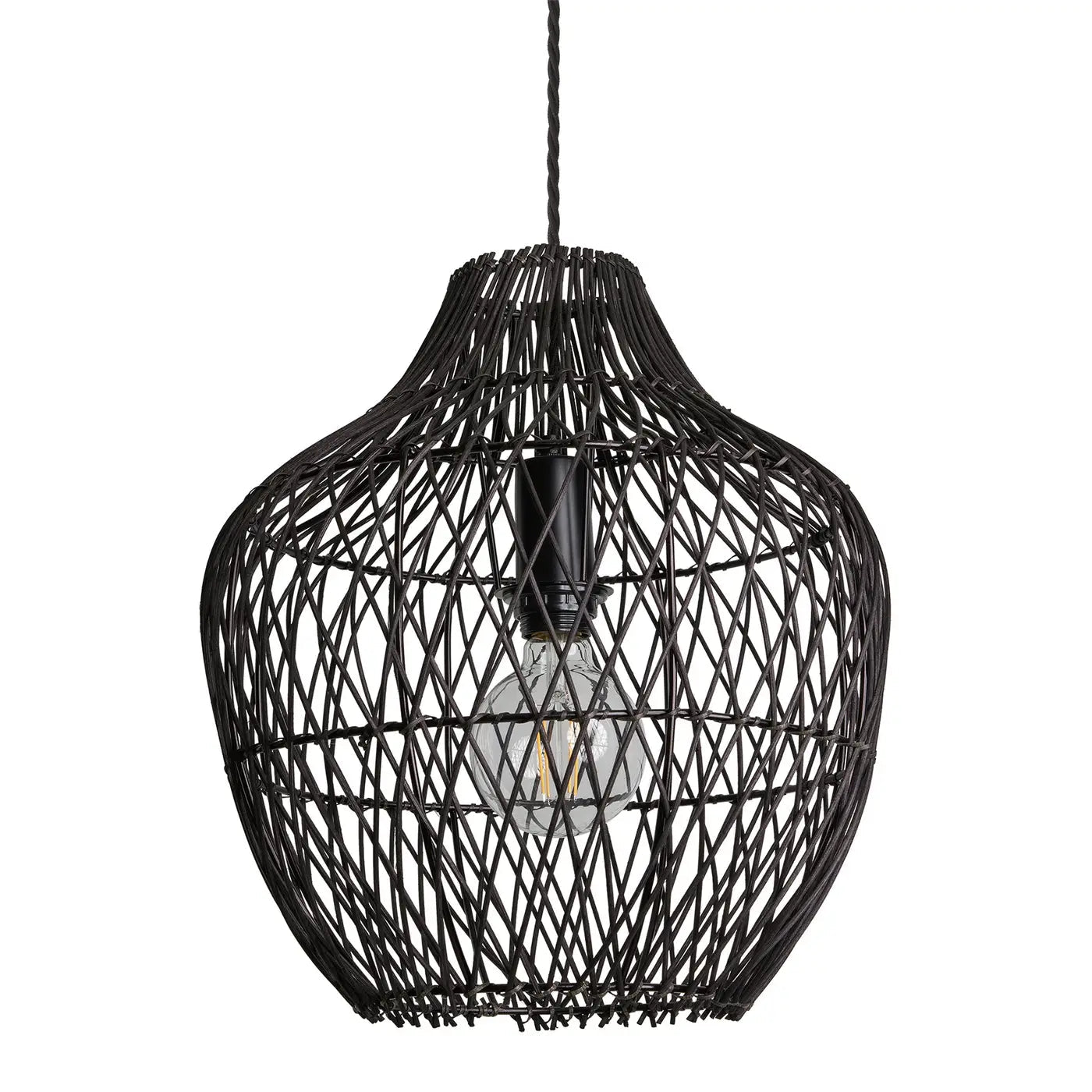 14 Inch Coastal Rattan Pear Ceiling Pendant Light - Boho Home Decor for Living Room, Bedroom, or Dining Area