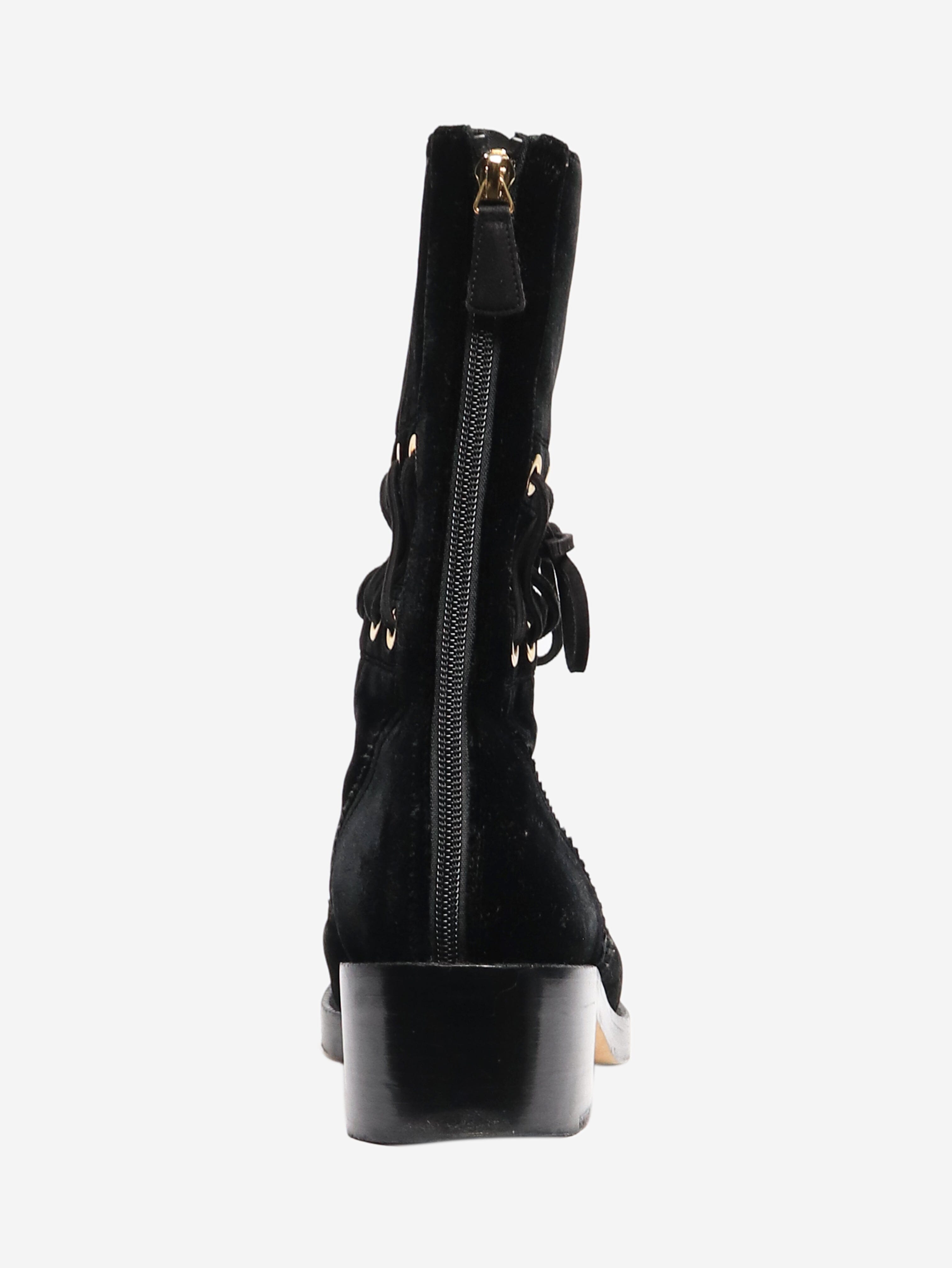 Black Velvet Ankle Boots Women's Size EU 38.5 (US 8) - Stylish & Comfortable for Parties, Weddings & Night Out