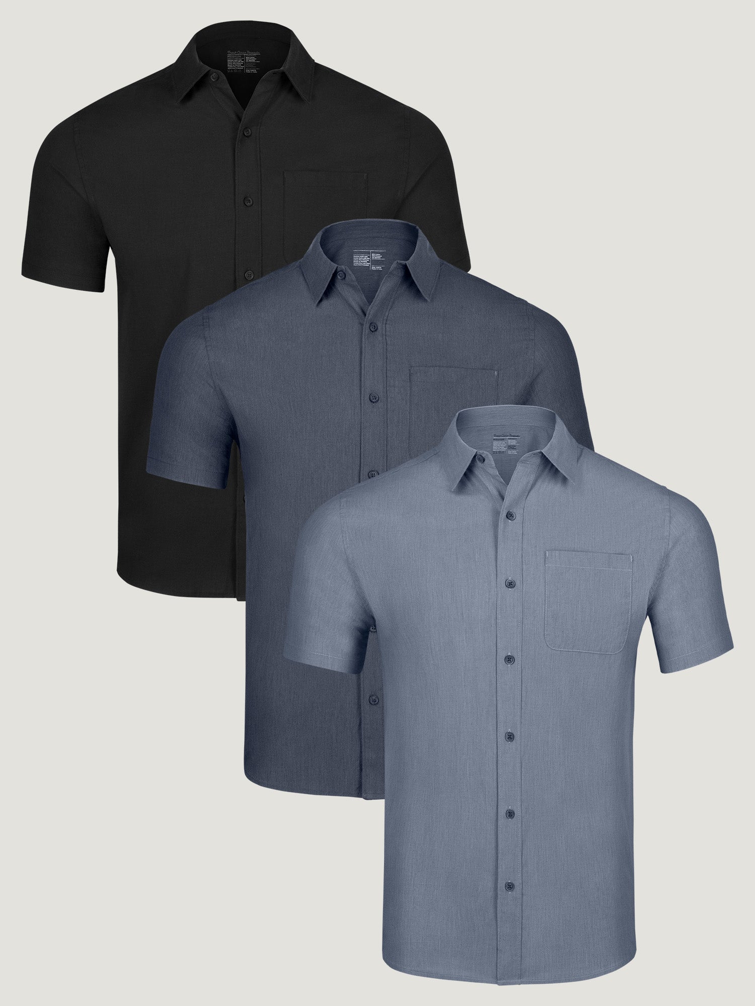 Best Stretch Short Sleeve Button Up Shirts 3-Pack for Men - Comfortable Casual & Office Wear