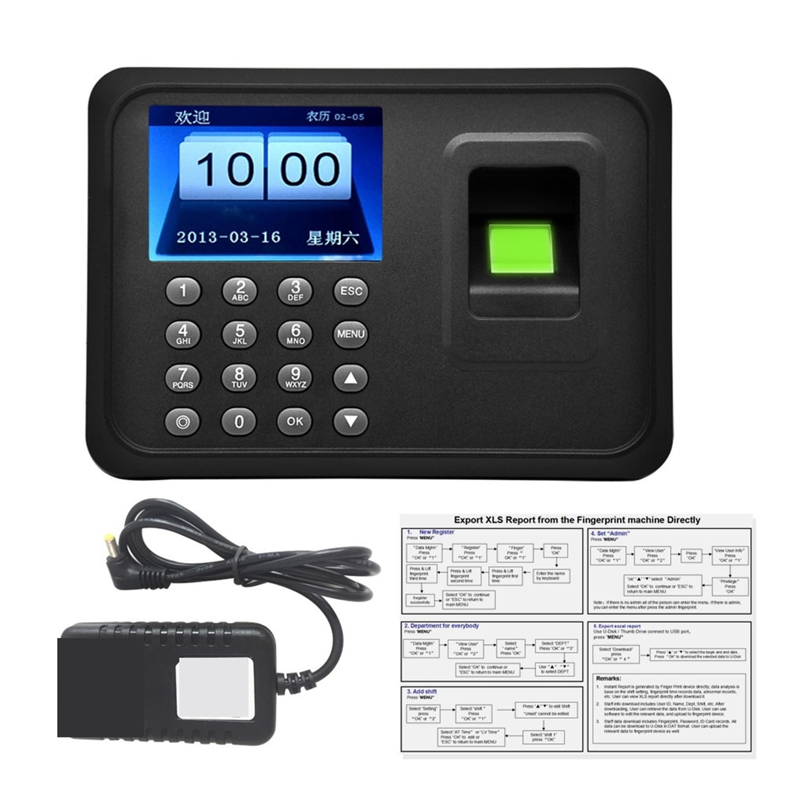 A6 Fingerprint Access Control & Time Attendance Machine with Password & Multilingual Support - Ideal for Office, School, and Business Security Management