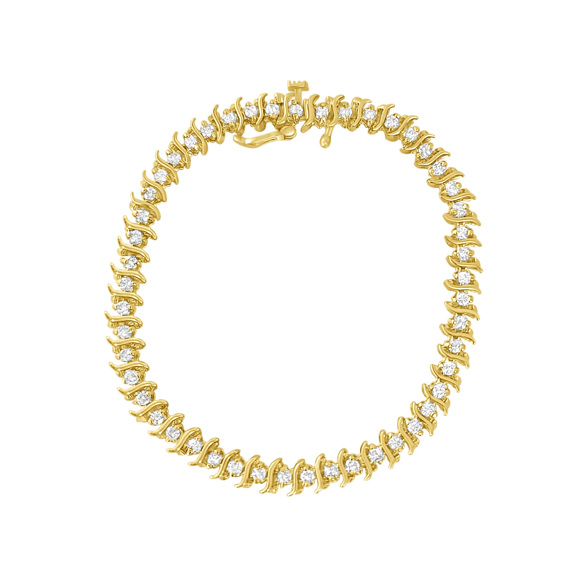 Elegant S-Style Diamond Tennis Bracelet - 1.50cttw 14K Yellow Gold - Perfect for Weddings, Anniversaries & Special Occasions