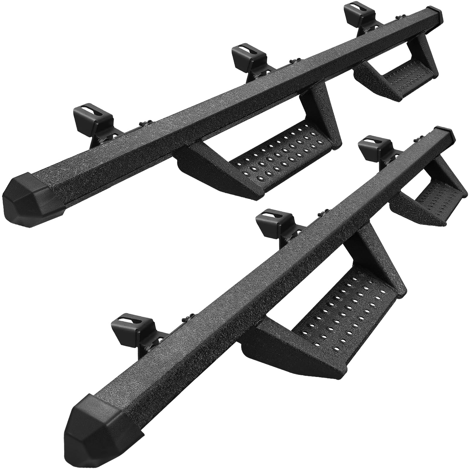 2007-2018 Jeep Wrangler JK JKU Unlimited 4-Door Drop Down Running Boards - Dual-Stage Textured Black Powder Coated 4