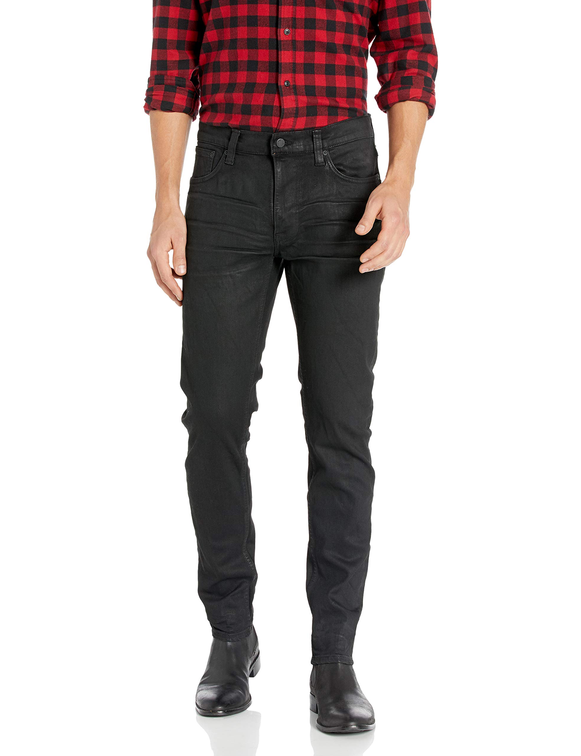 Nudie Jeans Lean Dean Black Minded Slim Fit Stretch Denim Jeans for Men | Comfortable & Stylish for Casual Wear, Night Out, and Everyday Fashion