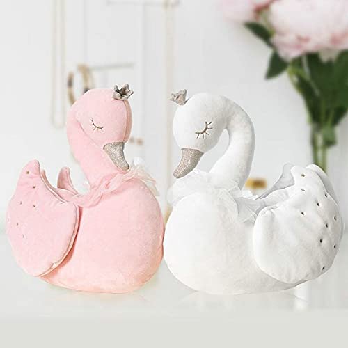 Rainbow-White Swan Plush Toy for Couples, 28-30cm Stuffed Animal Wedding Gift, Romantic Anniversary Present, Valentine's Day Decor - Perfect for Wedding Centerpieces, Anniversary Surprises & Couple's Bedroom Decor