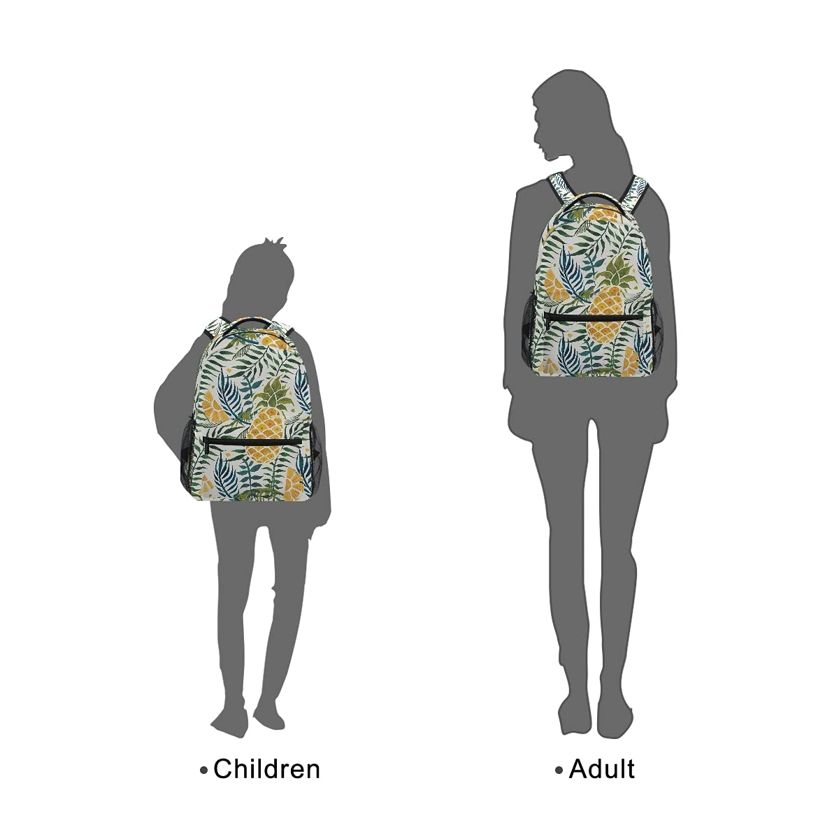 ALAZA Yellow Pineapple Green Leaves Backpack for Girls & Boys - Cute School Bookbag for Elementary Teens, Lightweight Laptop Daypack for Travel, College & Daily Use