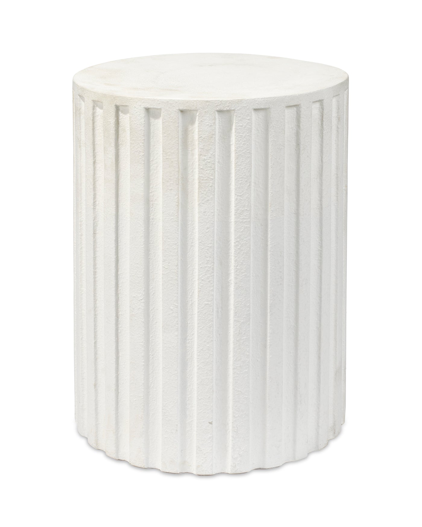 Modern Fluted Column Side Table - White Accent Table for Living Room, Bedroom & Entryway | Small End Table with Sculptural Base | Perfect for Home Decor & Stylish Furniture Arrangement