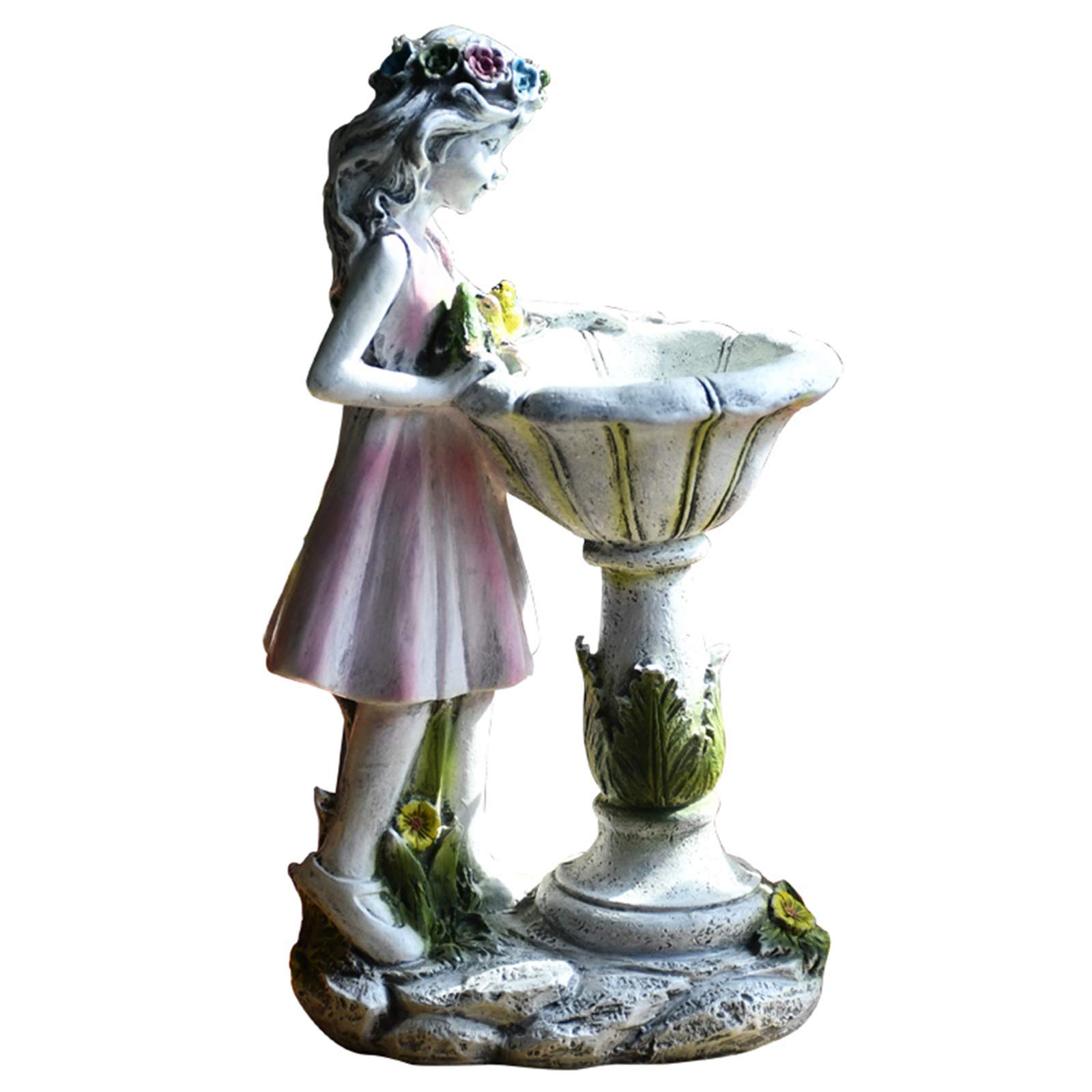 Solar Powered Flower Fairy Garden Light - Outdoor Angel Statue Landscape Lamp with Waterproof Resin Design for Courtyard, Lawn & Woodland Decor | Perfect for Pathway Lighting, Backyard Decorations & Fairy Garden Themes