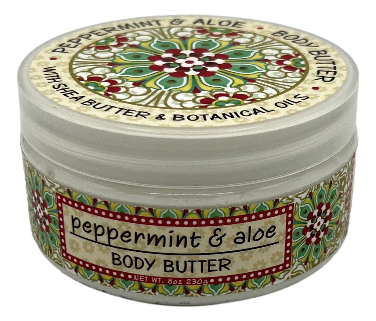 Greenwich Bay Trading Company Peppermint & Aloe Shea Cocoa Butter Body Lotion - Moisturizing Cream for Dry Skin - 8 oz Tub - Perfect for Winter Care & Spa Relaxation