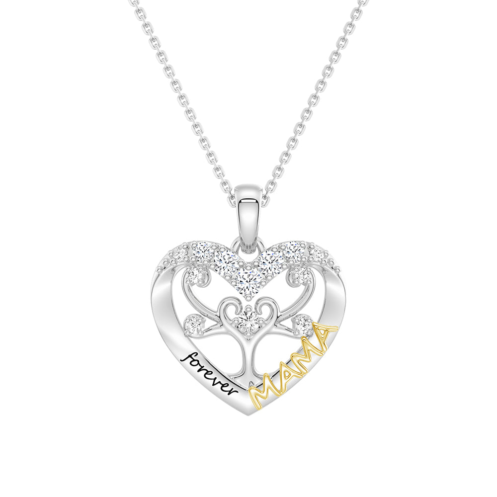 Custom Birthstone Heart Tree Necklace - Personalized Forever MAMA Pendant Jewelry for Women, Mothers, Grandmothers | Gift for Birthday, Mother's Day, Anniversary & Special Occasions