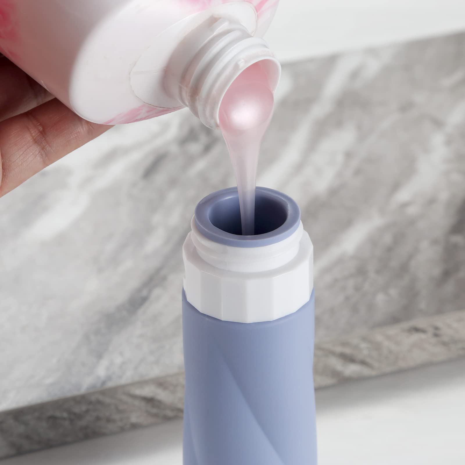 Gemice 3oz TSA Approved Travel Bottles - BPA Free Leak Proof Refillable Toiletry Containers with Clear Travel Bag (4 Pack) | Perfect for Airplane Carry-On, Vacation Essentials & Shampoo/Conditioner Storage