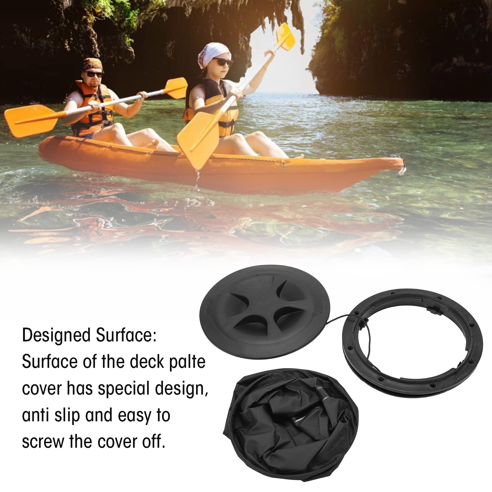 Waterproof 6in Kayak Deck Plate Cover with Storage Bag - Heavy Duty Boat Canoe Accessory for Fishing, Sailing & Marine Use | Durable Deck Hatch Protection for Outdoor Water Sports & Boating Adventures