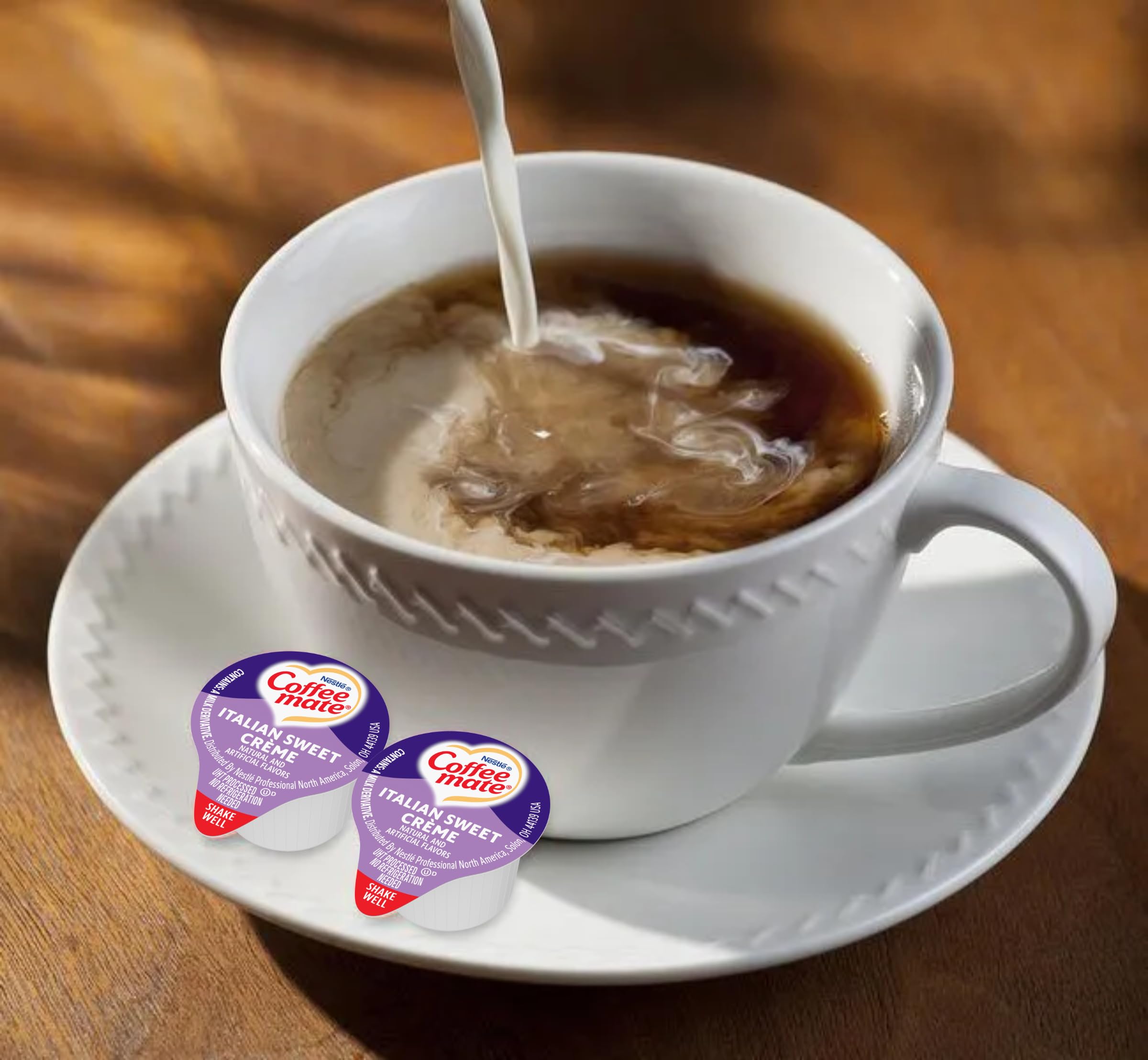Coffee-Mate 84652 Italian Sweet Creme Liquid Coffee Creamer - 50 Count (0.375 oz Cups) - Perfect for Office Coffee Stations, Cafes & Home Brewing