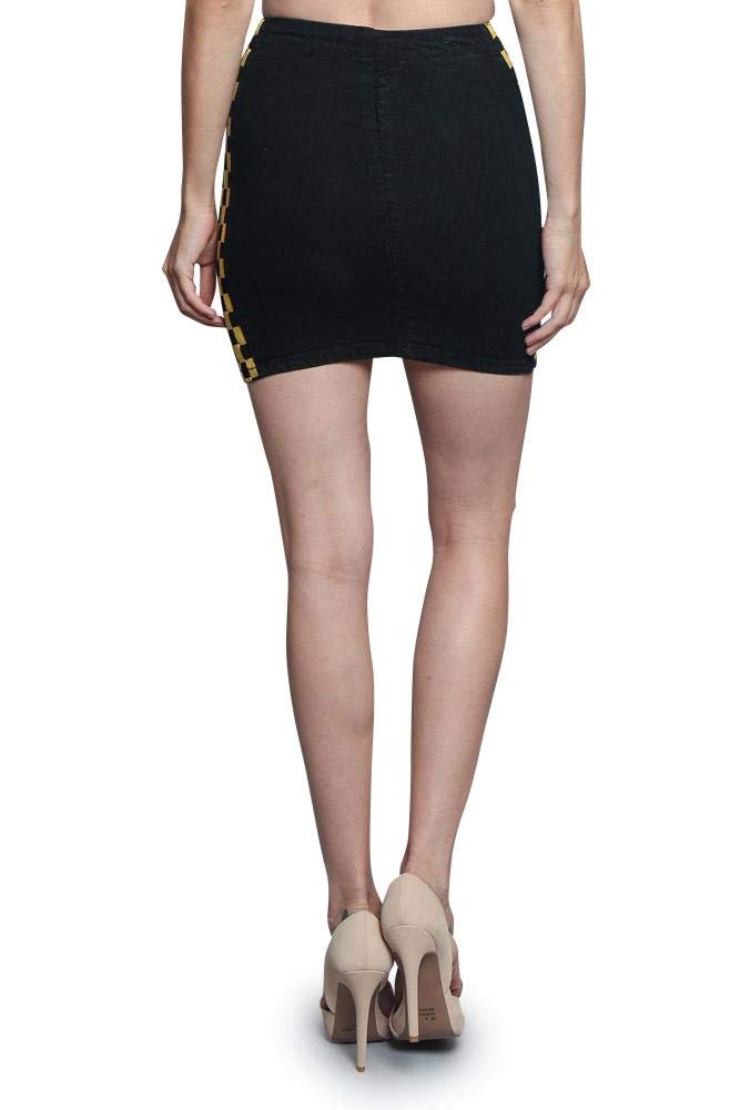 American Bazi Women's Classic High Waisted Above Knee Zipper Front Mini Skirts - Stylish Stretch Denim A-Line Skirt for Casual Wear, Date Night & Office Outfits