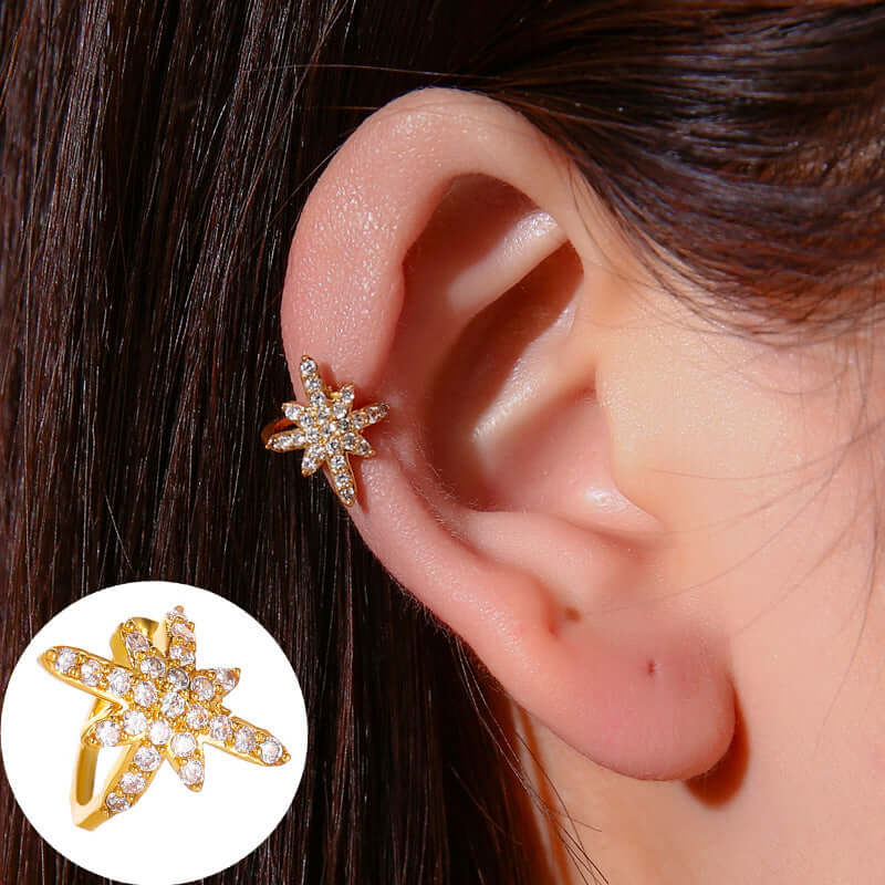 18K Gold No Piercing Cross Ear Cuff Snake Ear Climber - Elegant Cartilage Ear Cuff Jewelry for Women | Perfect for Parties, Weddings & Everyday Fashion Accessories