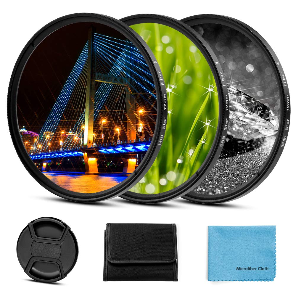 Fotover 67mm Star Effect Filter 3-Piece Kit (4, 6, 8 Point) with Pinch Lens Cap for Canon Nikon Sony DSLR Cameras - Professional Photography Accessories for Night Lights & Creative Portraits