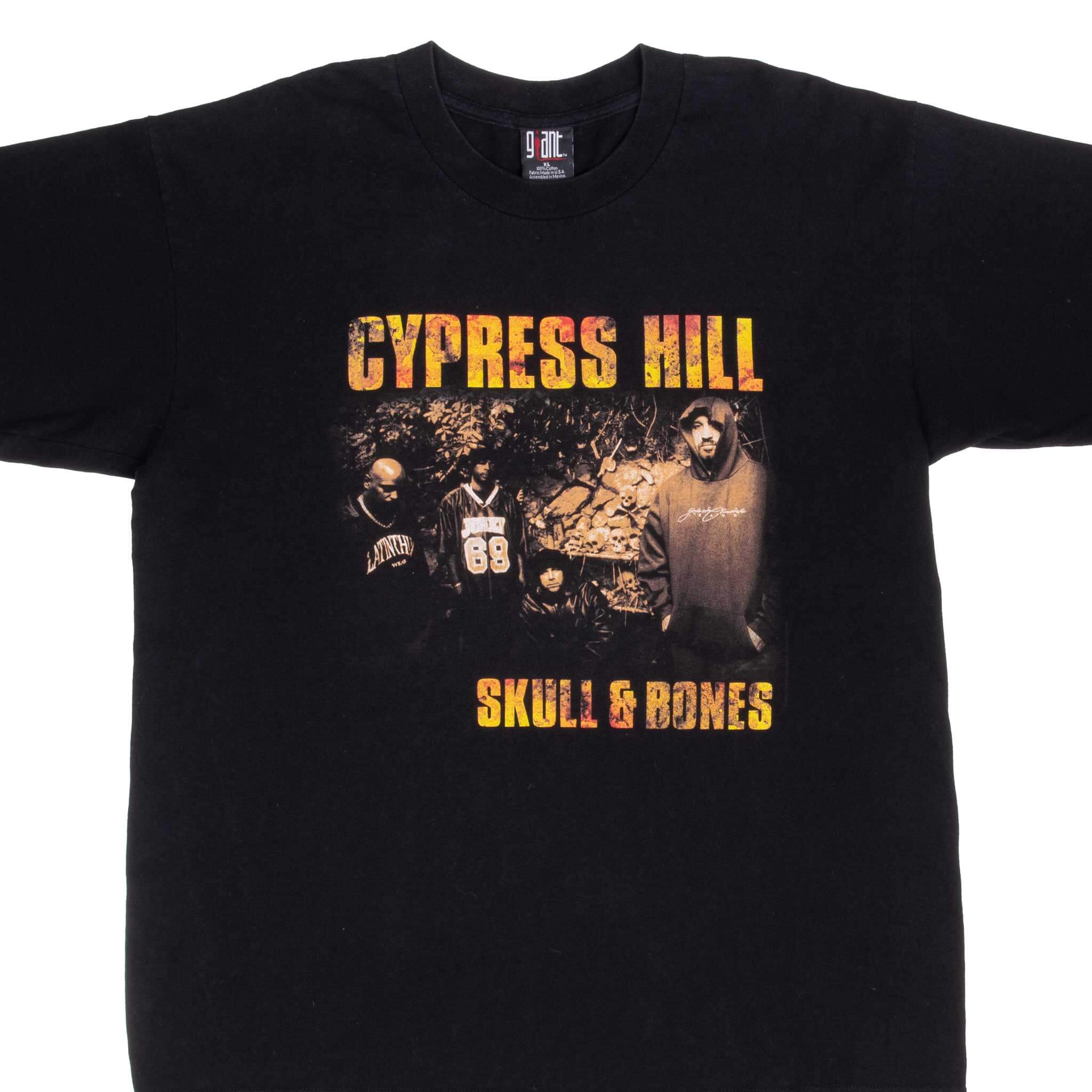 Vintage Cypress Hill Skull and Bones T-Shirt - 1990s Retro Graphic Tee - Size XL - Unisex Cotton Streetwear for Concerts & Hip Hop Fans