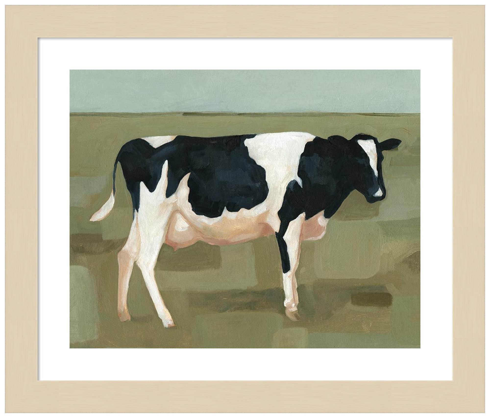 Emma Scarvey Bovine Portrait I - 13x11 Inch Wood Framed Wall Art Print with Svelte Natural Frame | Farmhouse Decor, Living Room & Office Wall Decor