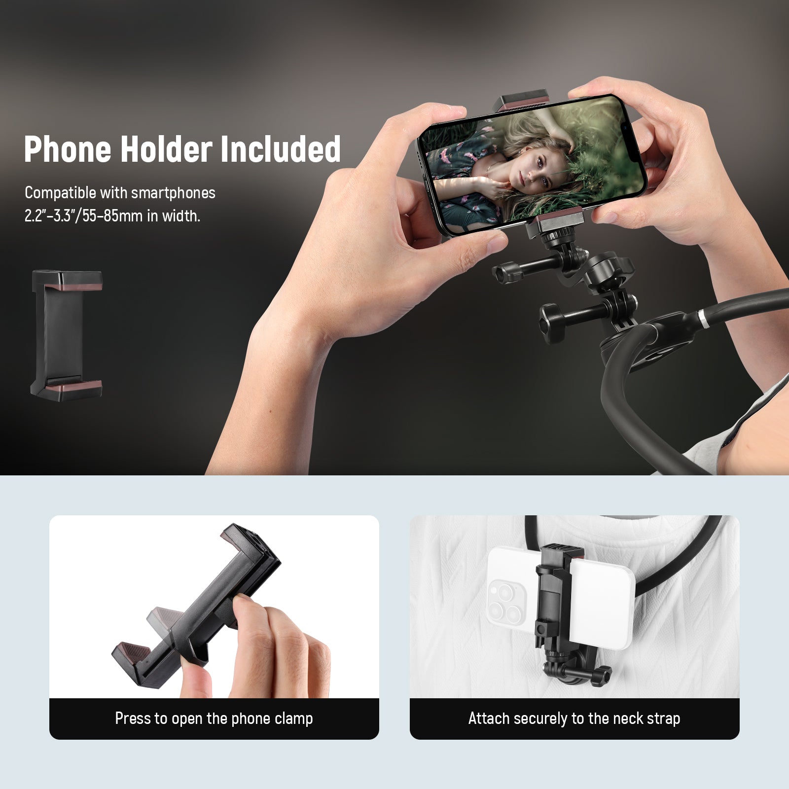 NEEWER GP15 Magnetic Quick Release Flexible Action Neck Mount for POV Camera - Hands-Free Vlogging, Travel Filming & Outdoor Adventures