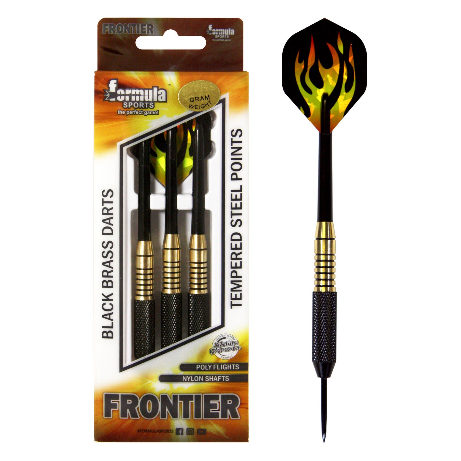 FORMULA Frontier Black Brass Darts 24g - Professional Steel Tip Darts for Bars, Pubs & Home Game Rooms - Perfect for Dartboard Games & Tournaments