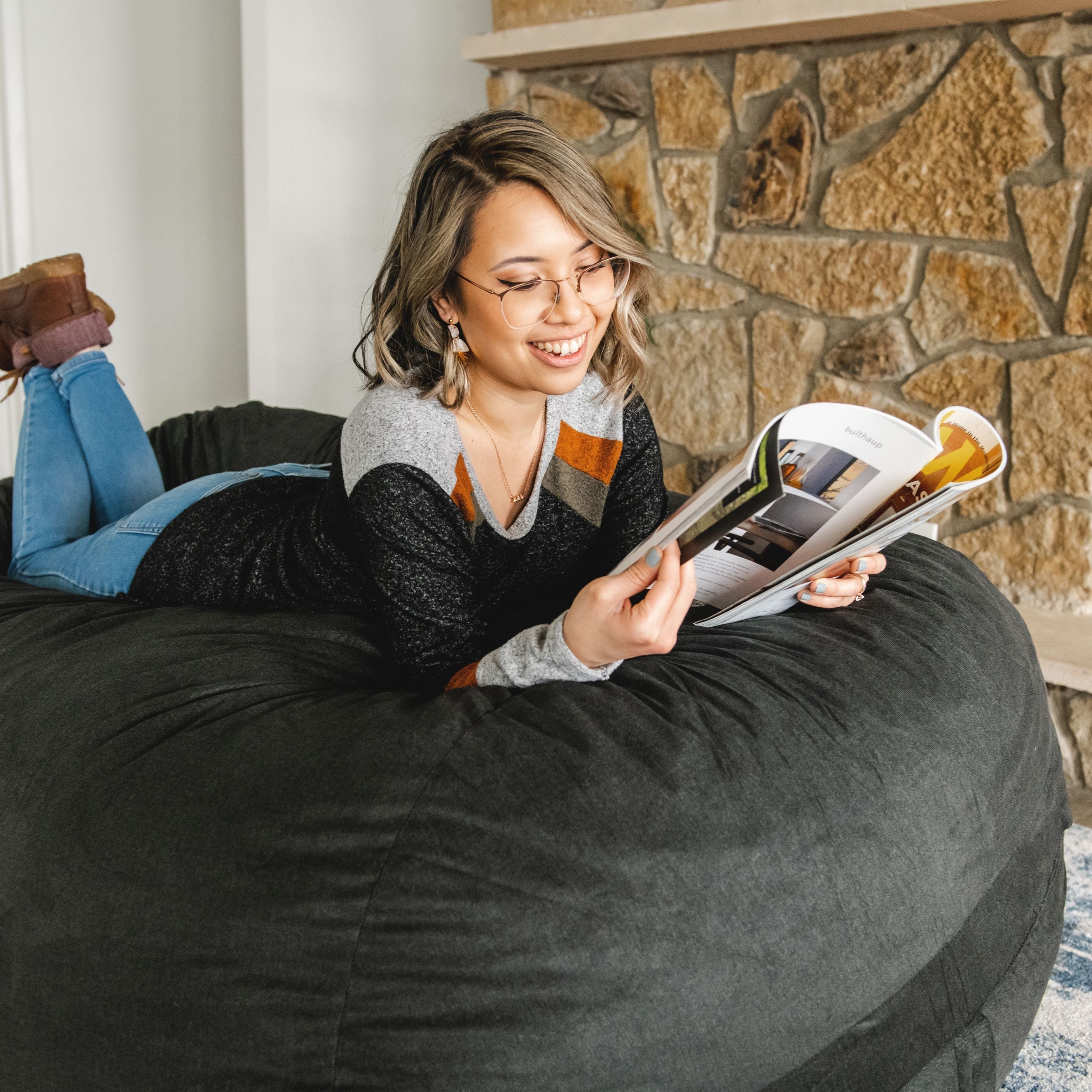 Fuf Media Lounger with Removable Cover - Comfortable Chaise Lounge Chair for Living Room, Bedroom, or Home Theater Relaxation