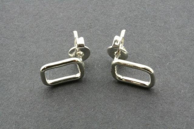 Sterling Silver Open Rectangular Stud Earrings for Women - Elegant Everyday Wear & Special Occasions