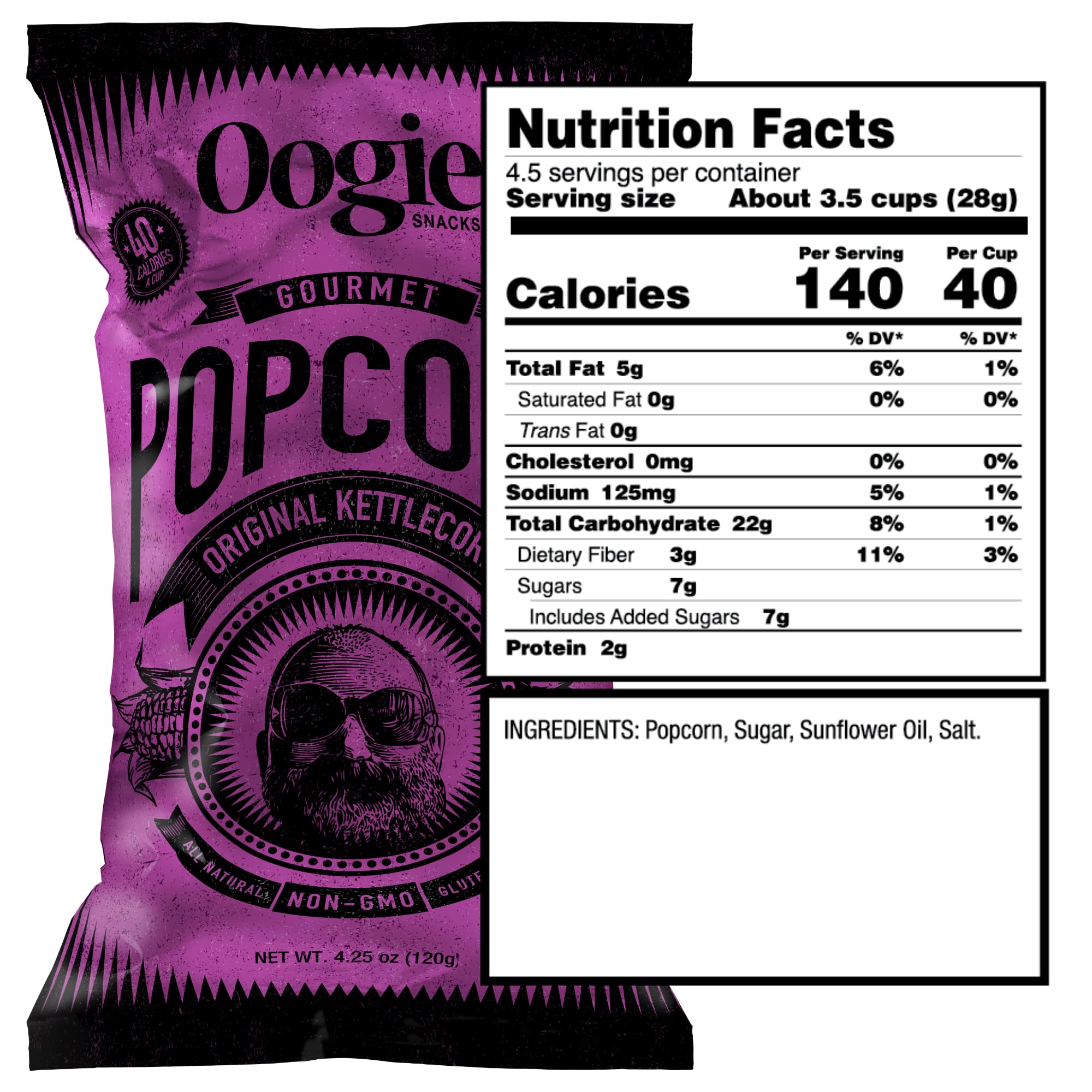 Oogie's Gourmet Popcorn - 4 Pack Variety Flavor Snacks | Gluten Free, Non-GMO | 4.25oz Big Bags | Perfect for Movie Nights, Parties & Office Snacking