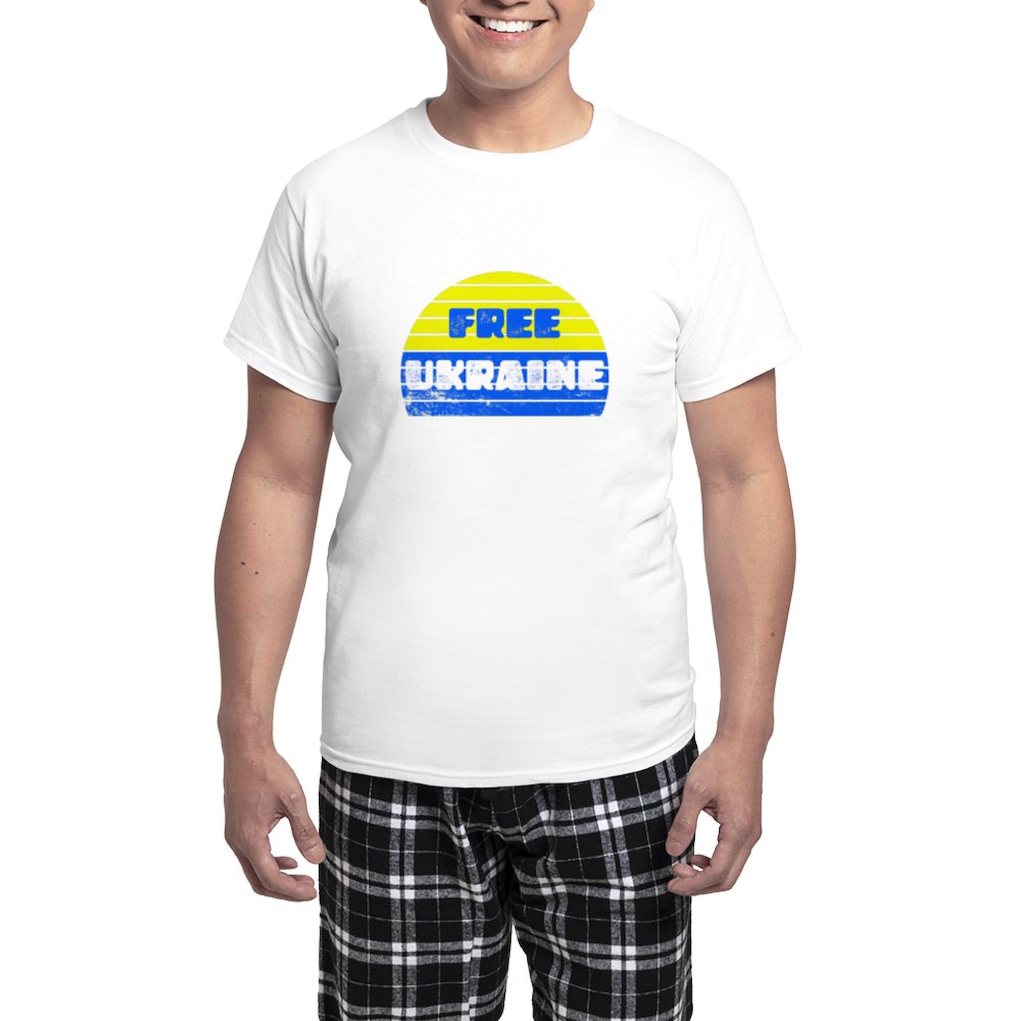 Free Ukraine Men's Novelty Light Pajama Set - Comfortable Sleepwear for Lounge & Sleep | Patriotic Pajamas for Home, Travel & Gifts