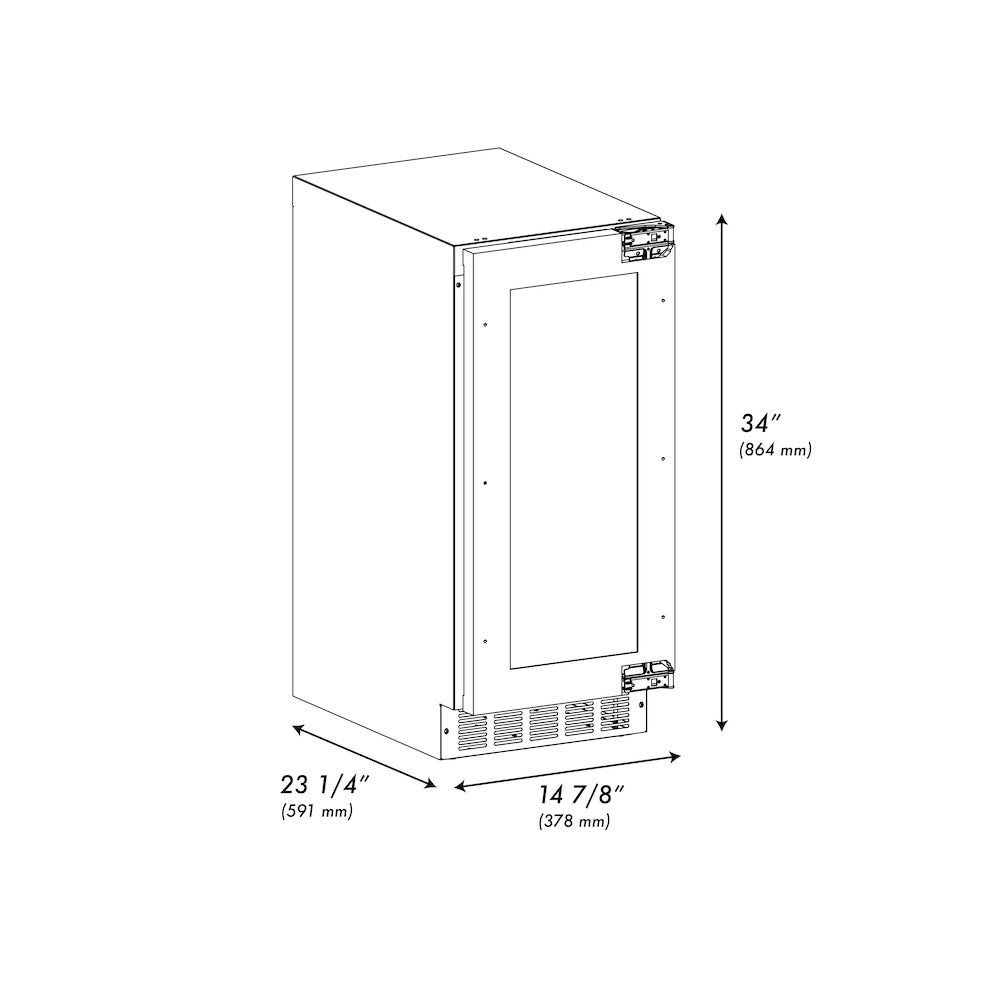 ZLINE Autograph Edition 15 Inch Built-In Ice Maker with Drain Pump - Stainless Steel Panel Ready Door & Matte Black Handle - Commercial Grade for Home Bars, Restaurants, and Entertaining Spaces (IGMDPZ 15 MB)