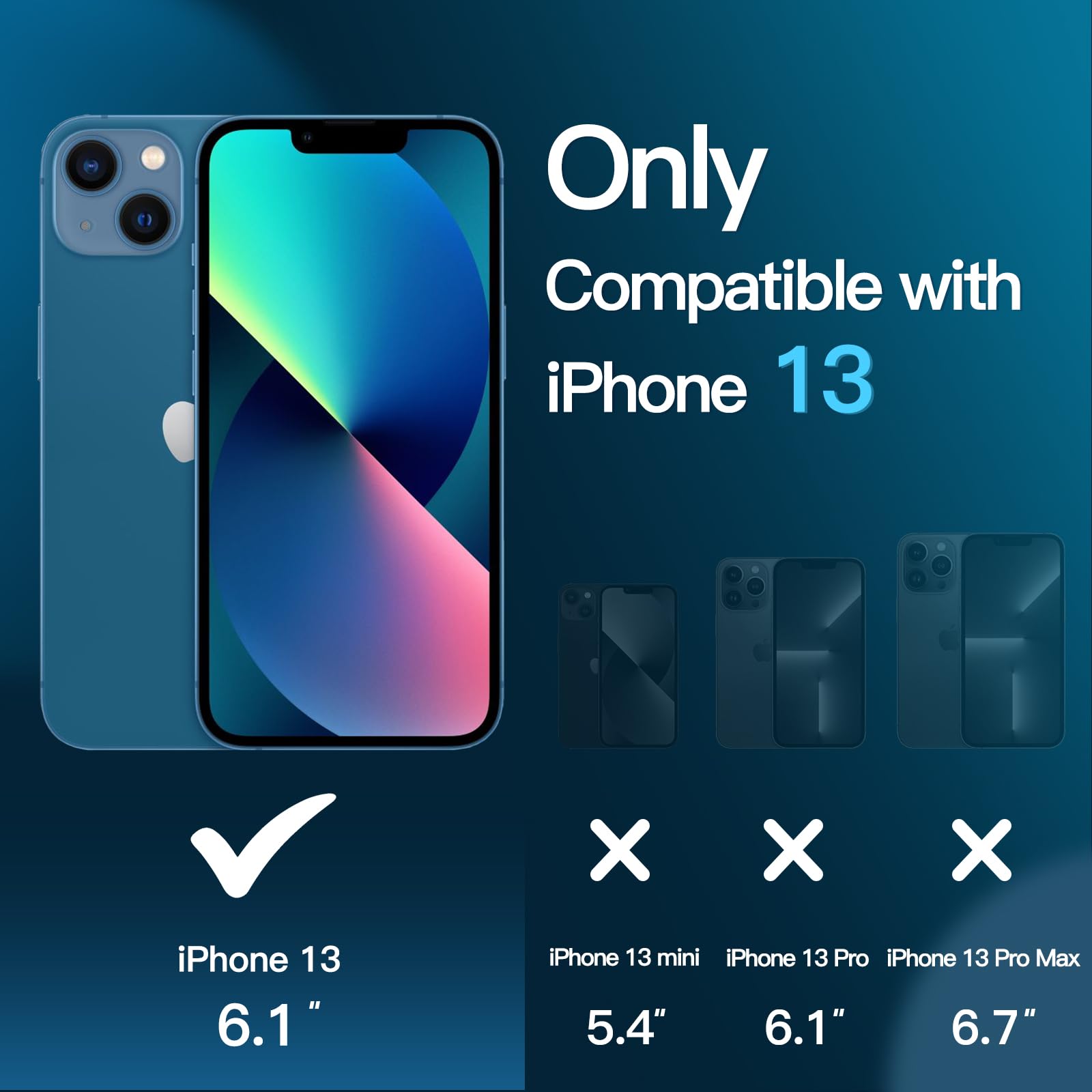 JETech 3 in 1 Magnetic Case for iPhone 13 6.1-Inch | Shockproof Translucent Matte Cover with 2-Pack Tempered Glass Screen Protector | MagSafe Compatible | Storm Blue | Perfect for Work, Travel & Everyday Protection