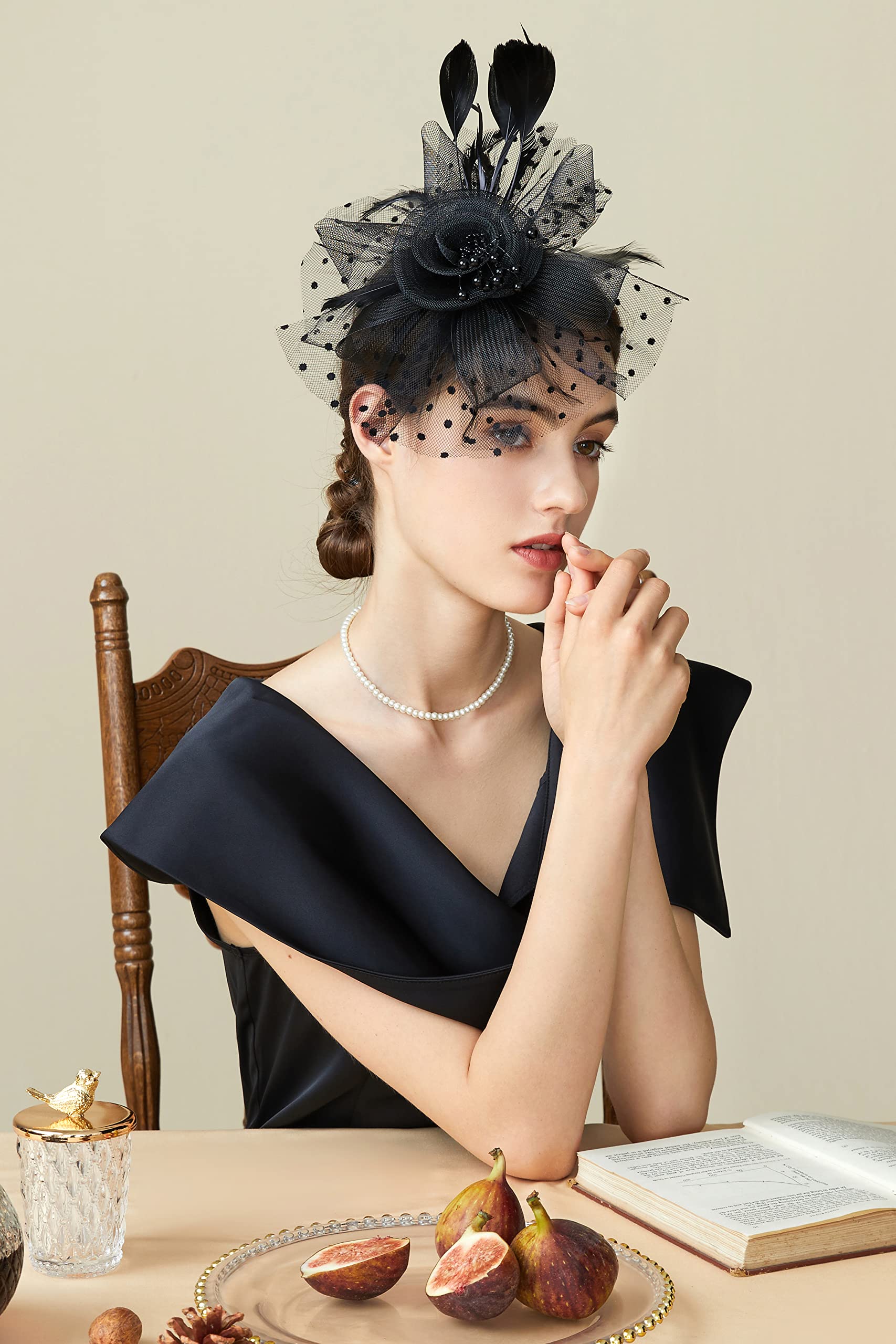 Elegant Women's Fascinator Hats with Feathers & Flowers - Derby, Tea Party, Wedding Headpiece | Perfect for Kentucky Derby, Bridal Showers, Garden Parties & Special Occasions