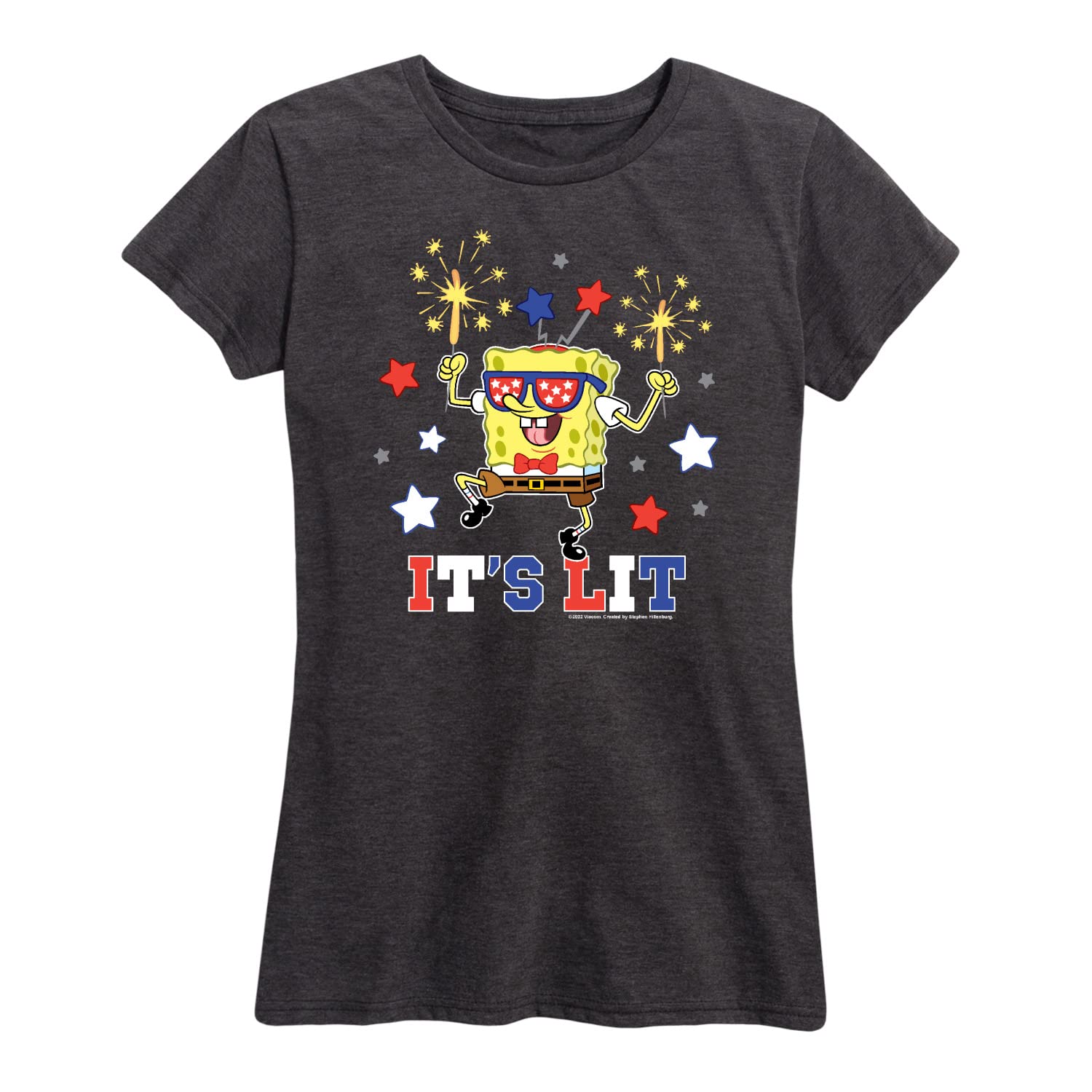 HYBRID APPAREL Spongebob Squarepants 'It's Lit' Women's Graphic T-Shirt - Soft Short Sleeve Tee for Casual Wear, Anime Fans & Cartoon Lovers
