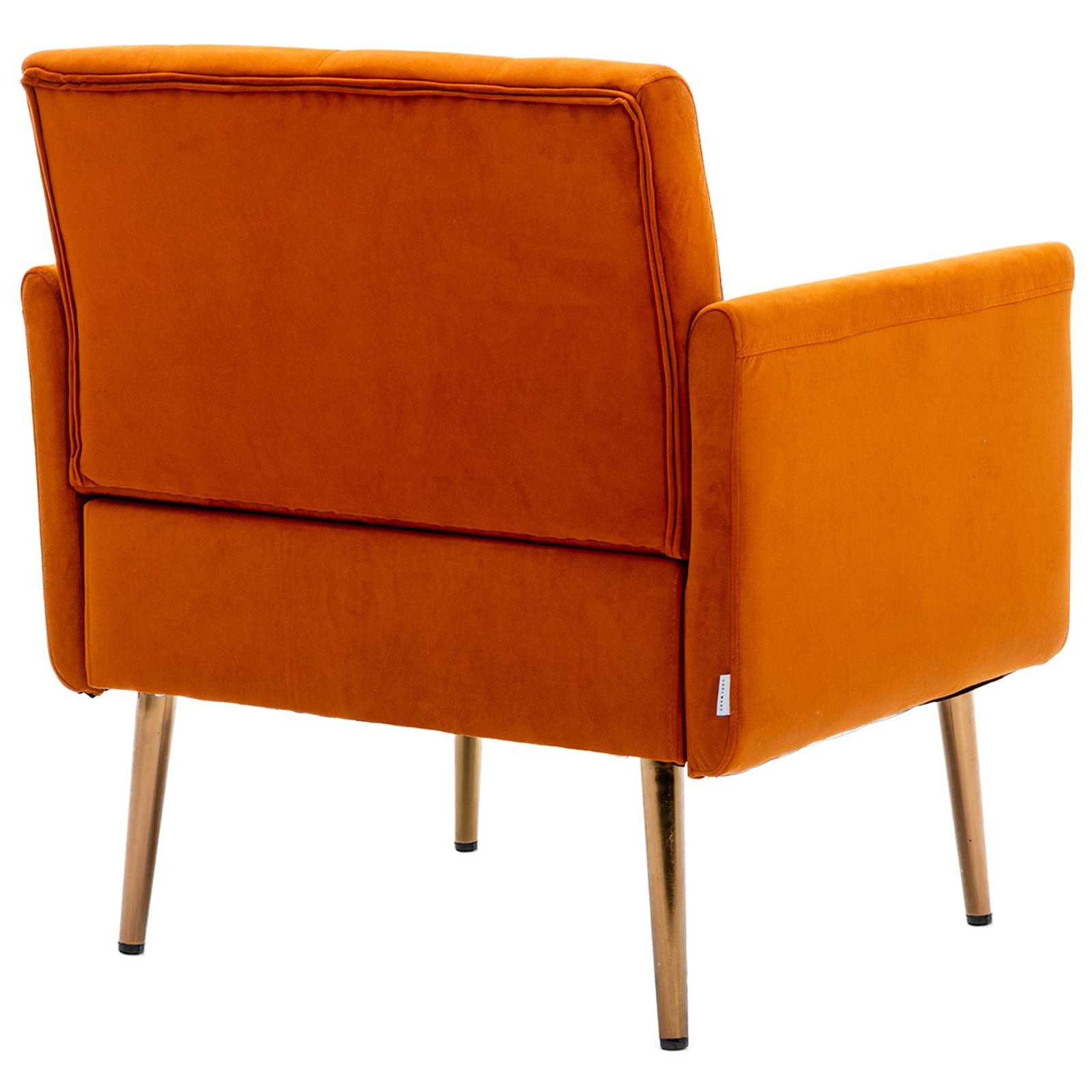 Modern Velvet Accent Chair with Gold Metal Feet - Comfortable Single Sofa Chair for Living Room, Bedroom, Office & Small Spaces - Perfect as TV Armrest Seat & Coffee Chair (Orange)