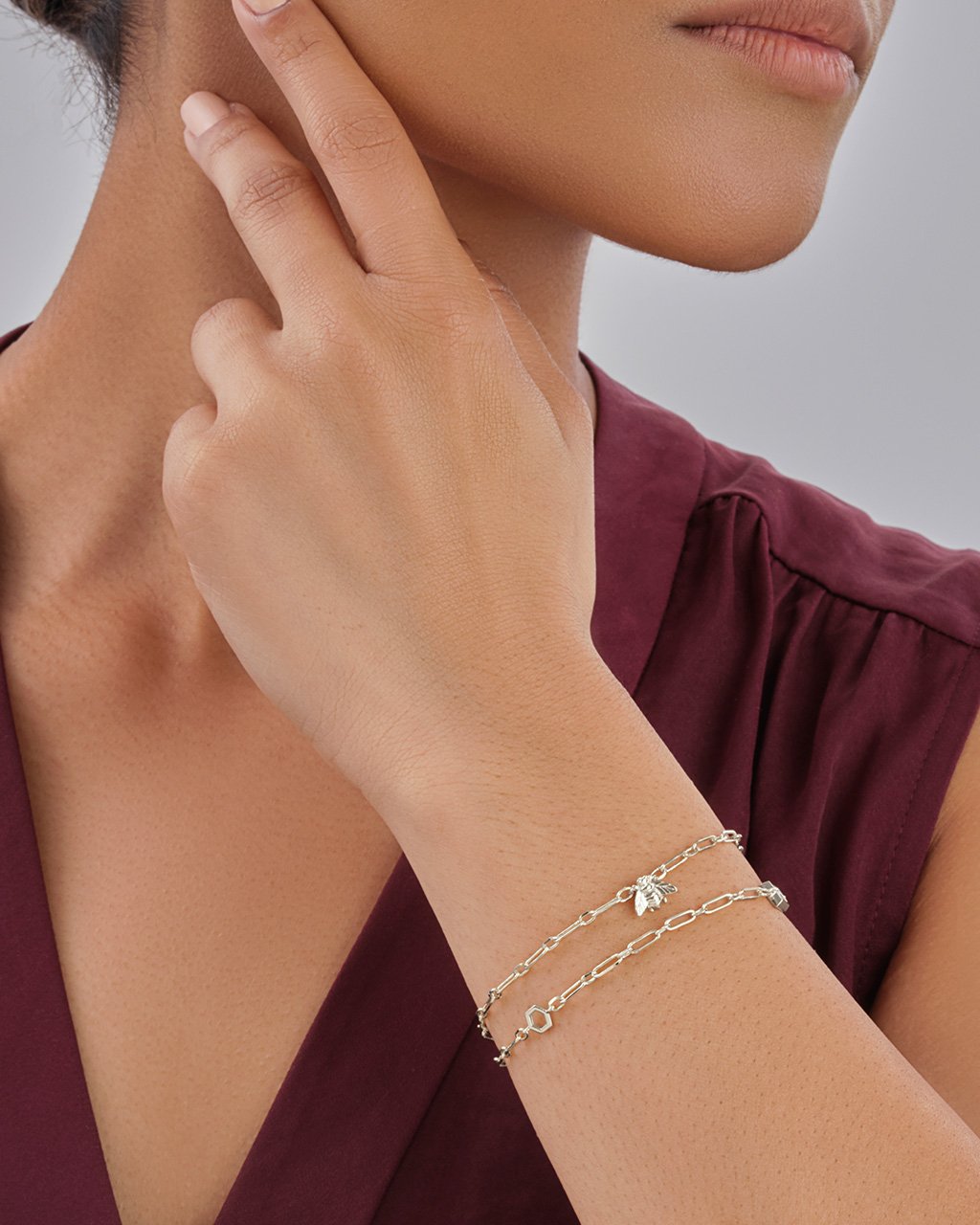 Melina CZ Charm & Layered Chain Bracelet - Elegant Sterling Silver Fashion Jewelry for Women | Perfect for Daily Wear, Parties & Gifts