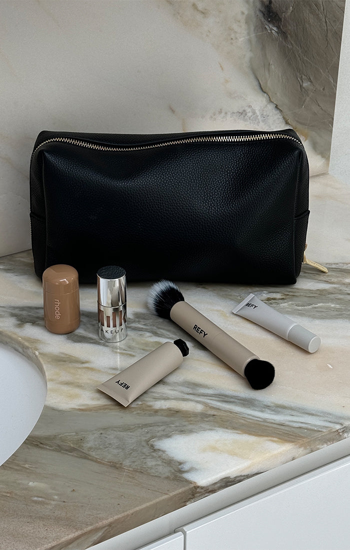 Claudia Black Makeup Bag - Waterproof & Travel-Friendly Cosmetic Organizer for Women | Perfect for Travel, Gym, and Everyday Use