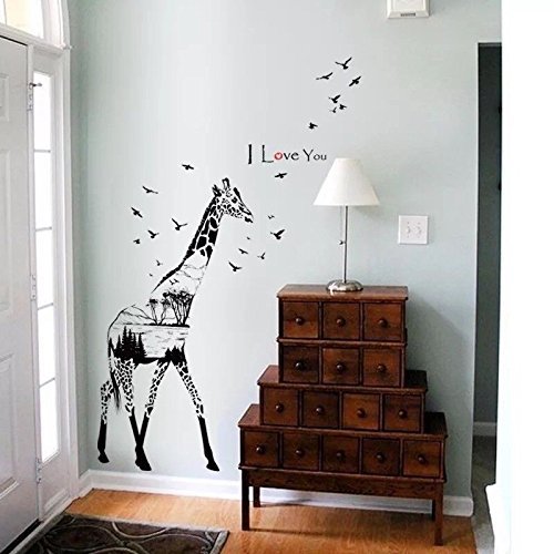 Removable Vinyl Wall Decal - Giraffe Nursery Wall Stickers for Baby Girls Room, Inspirational Quote Home Decor - Perfect for Nursery, Kids Bedroom & Playroom Decorations