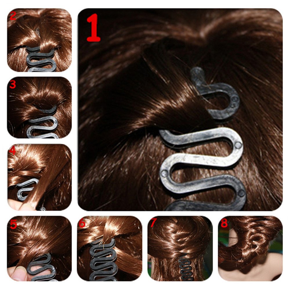 3 Pack Hair Braiding Tool Rollers with Hook - Magic Hair Twist Styling Bun Maker for DIY Hairstyles - Black (Perfect for Updos, Buns, and Creative Hair Accessories)
