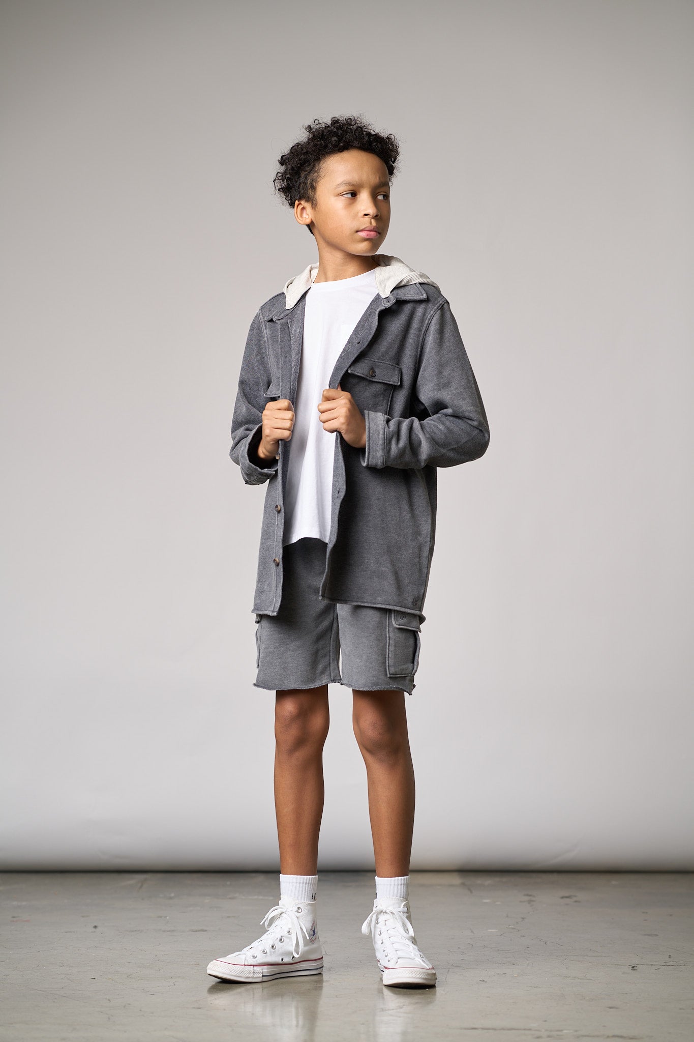 Lightweight Hooded Shacket for Men & Women - Charcoal Wash - Stylish & Comfortable Jacket for Fall & Winter Outdoor Activities