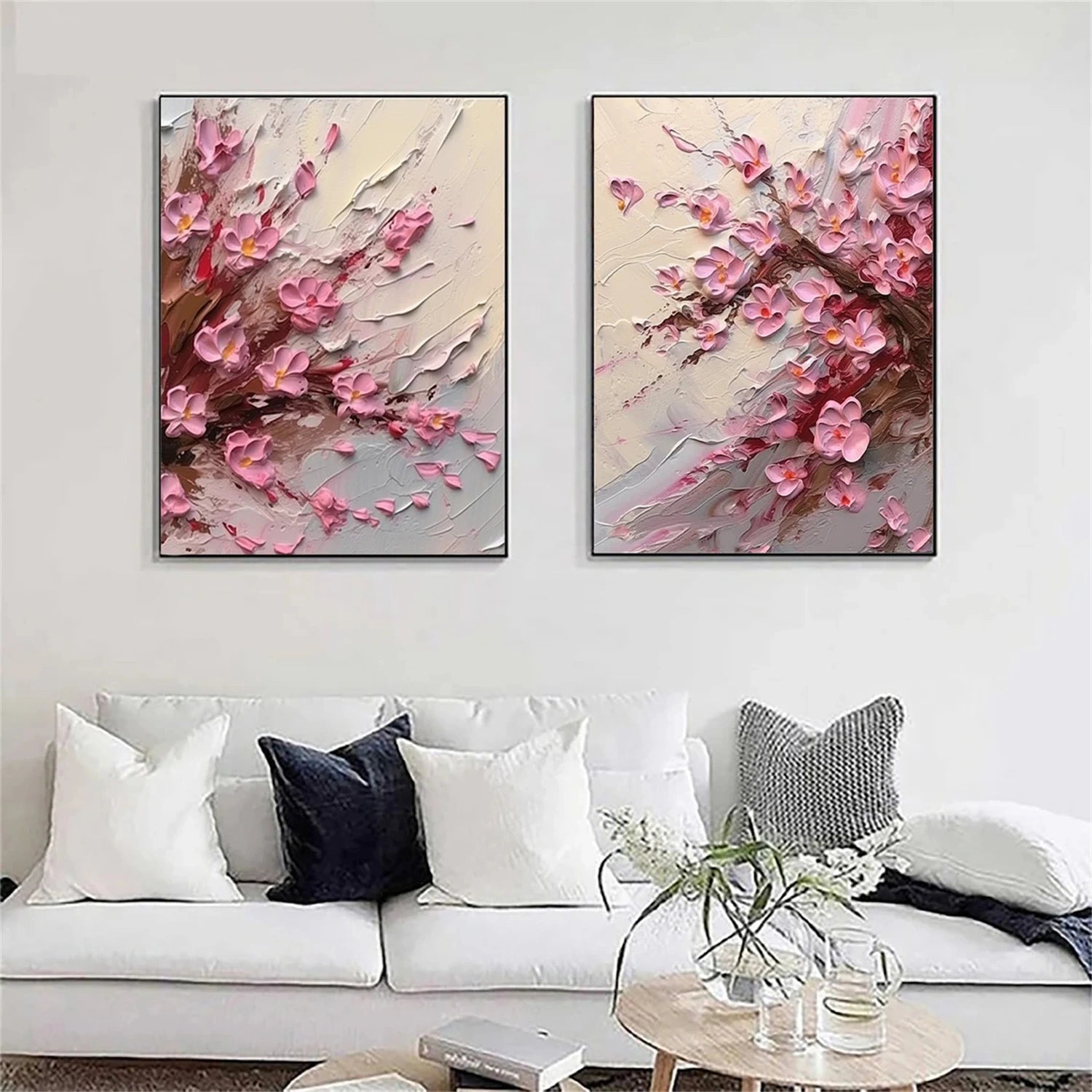 Flower and Tree Painting Set of 2 - Premium Wall Art Decor for Living Room, Bedroom & Office | #FT145